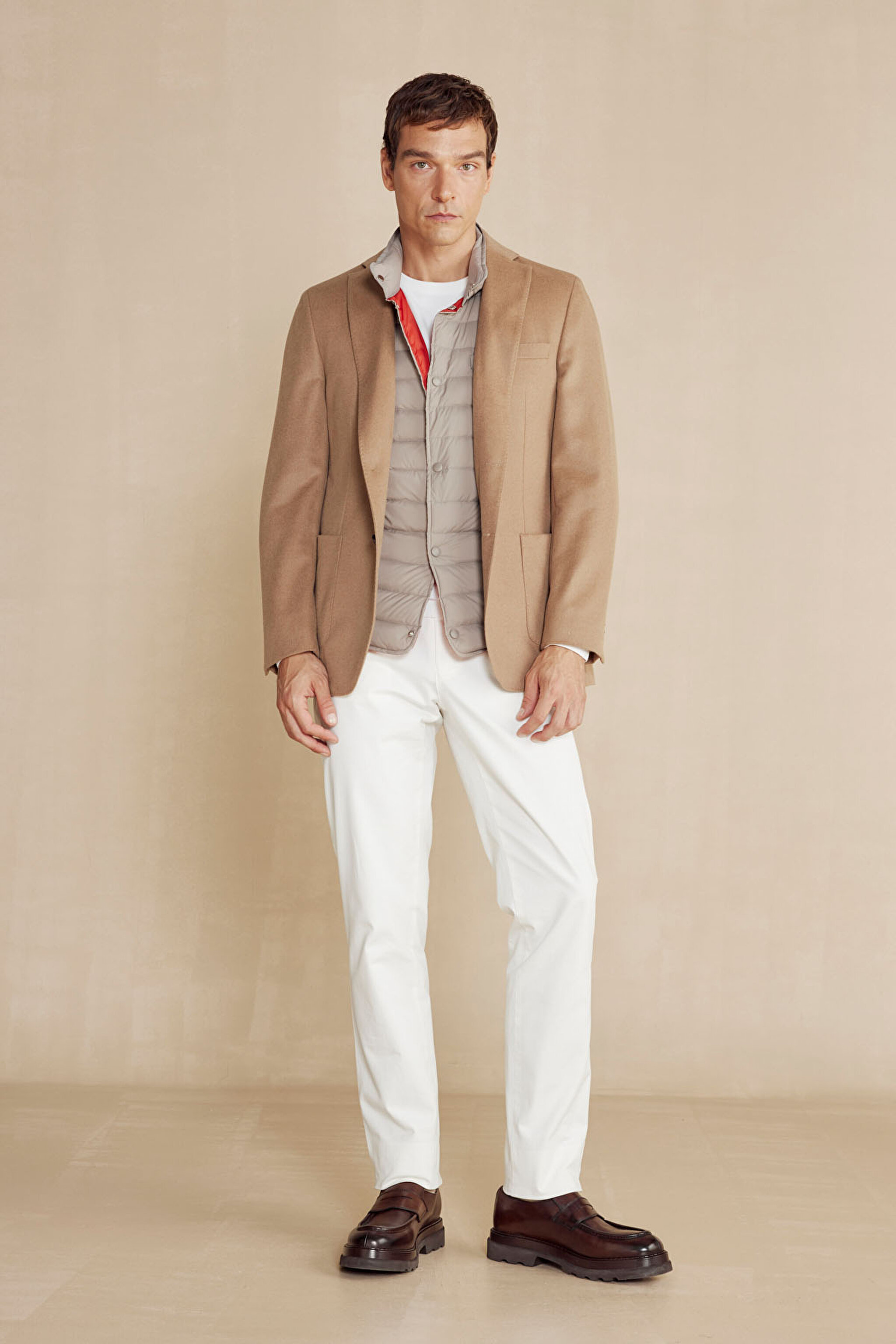 Kaşmir Karışımlı Mono Yaka Slim Fit Ceket - Camel (görsel 8)