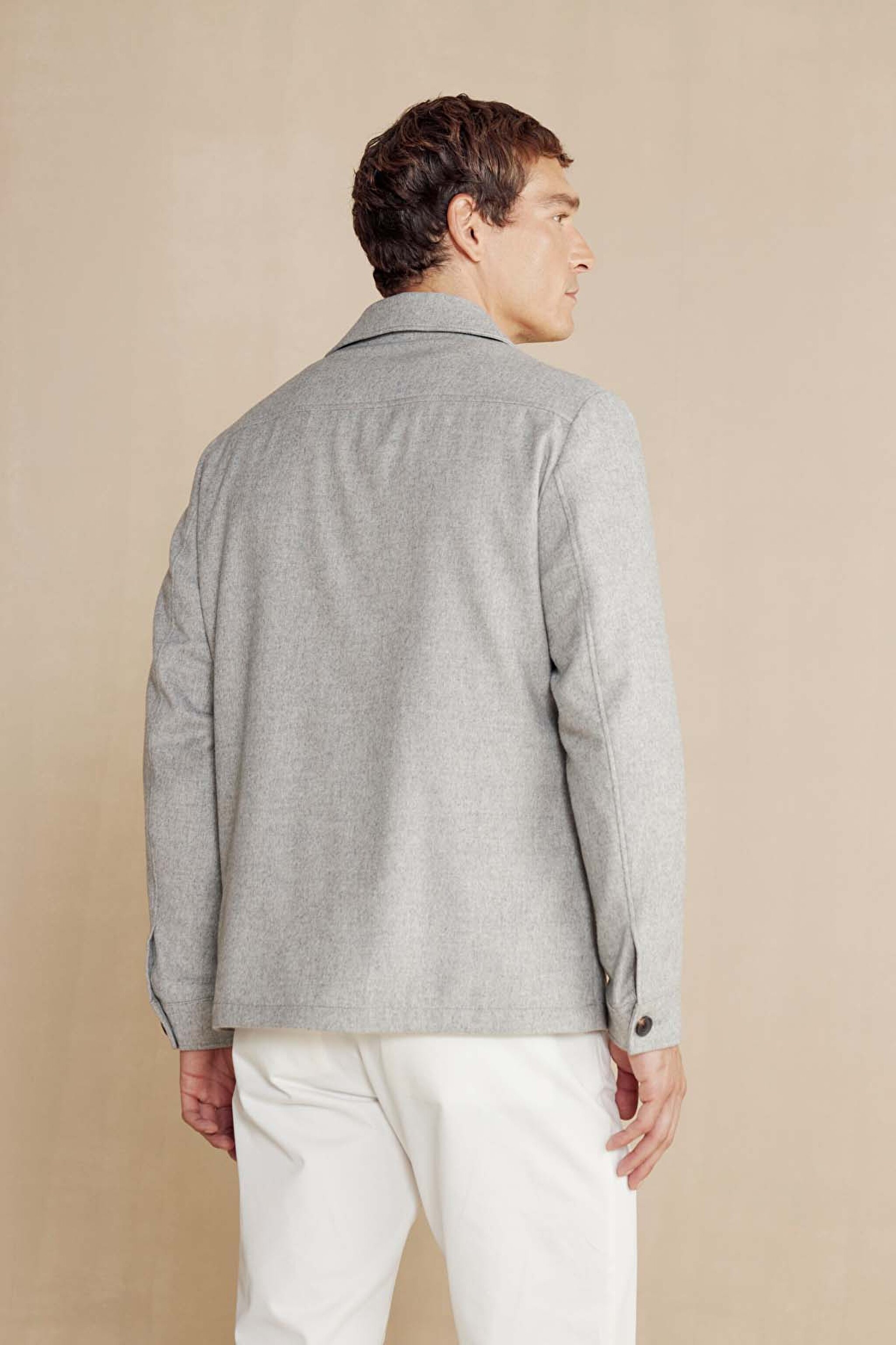 Kaşmir Karışımlı Kapak Cepli Erkek Overjacket - Gri (görsel 5)