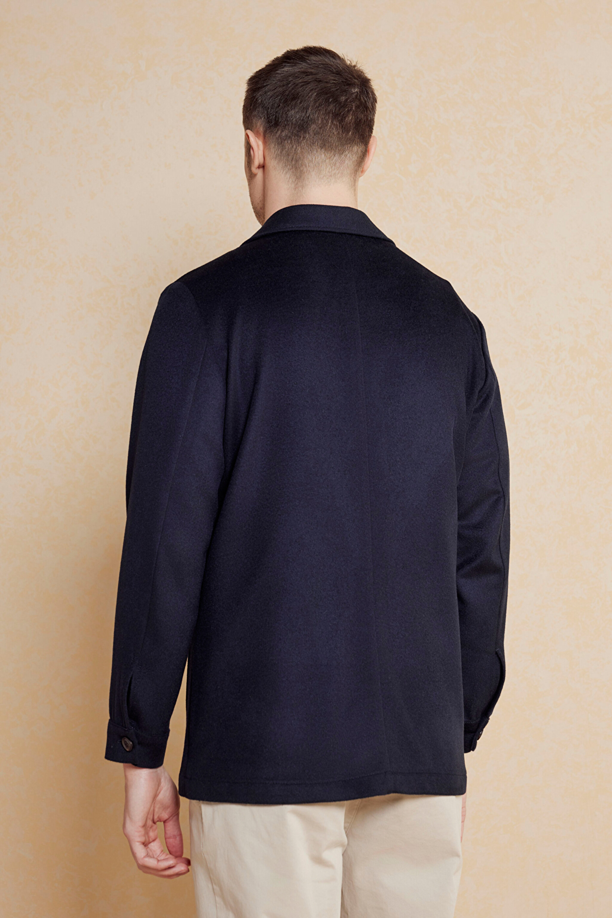 Kaşmir Karışımlı Kapak Cepli Overjacket - Lacivert (görsel 5)