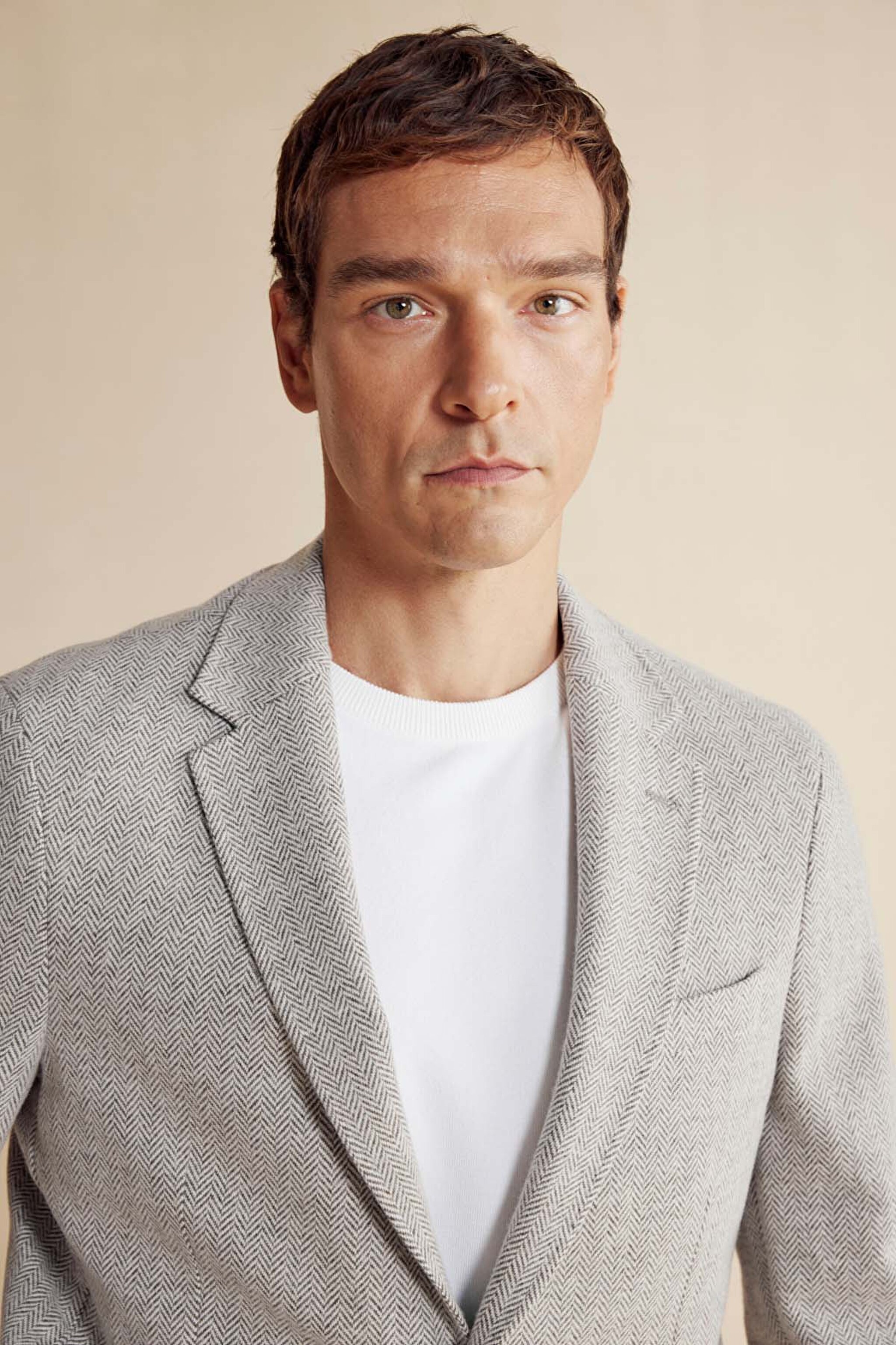 Yün Karışımlı Mono Yaka Slim Fit Örme Ceket - Koyu Bej (görsel 4)