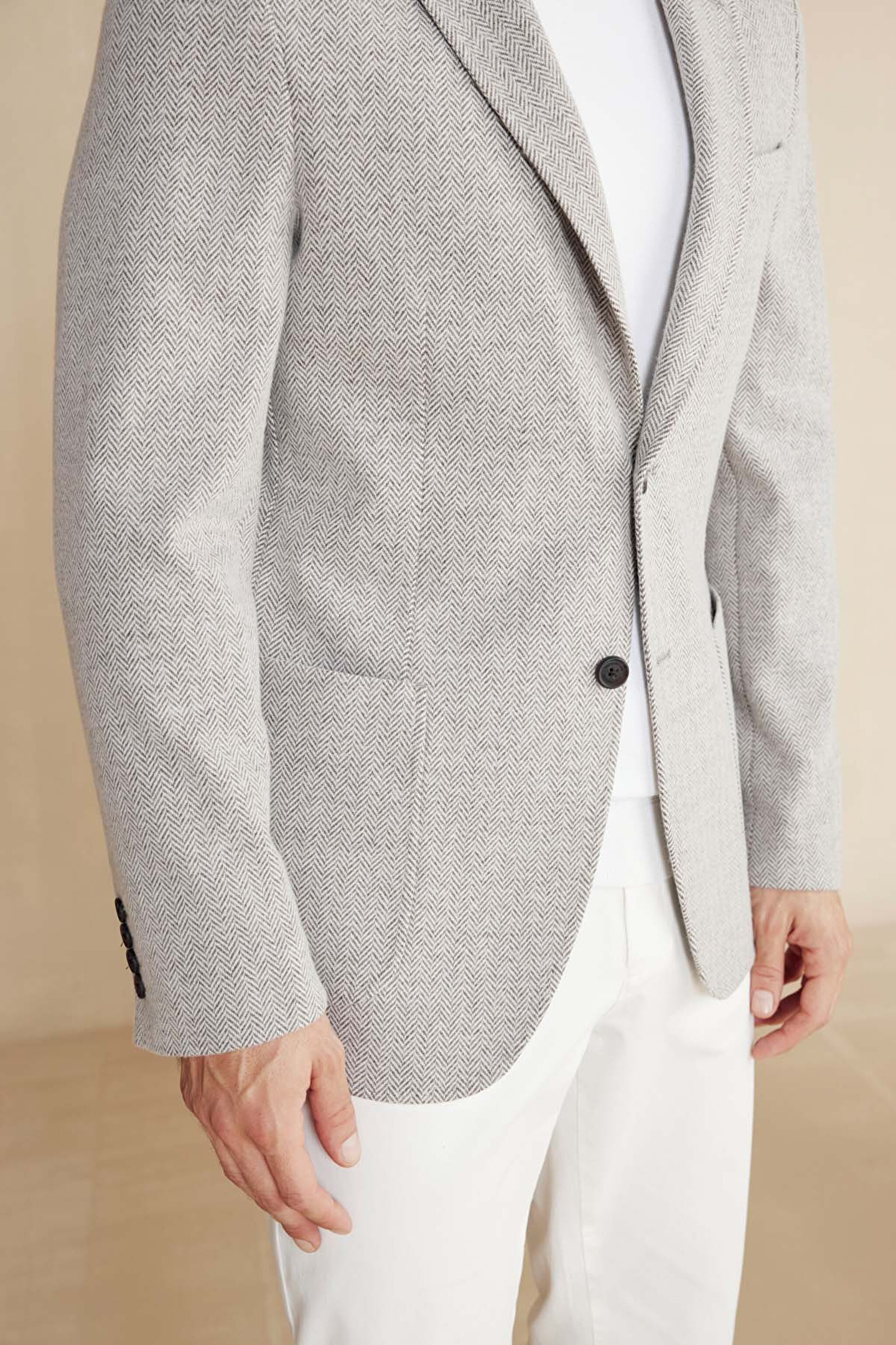 Yün Karışımlı Mono Yaka Slim Fit Örme Ceket - Koyu Bej (görsel 6)