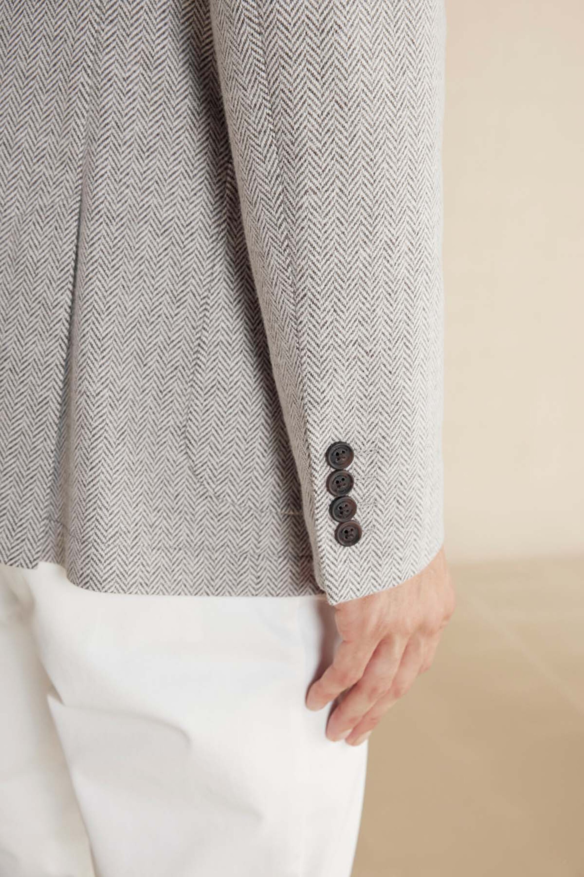 Yün Karışımlı Mono Yaka Slim Fit Örme Ceket - Koyu Bej (görsel 8)