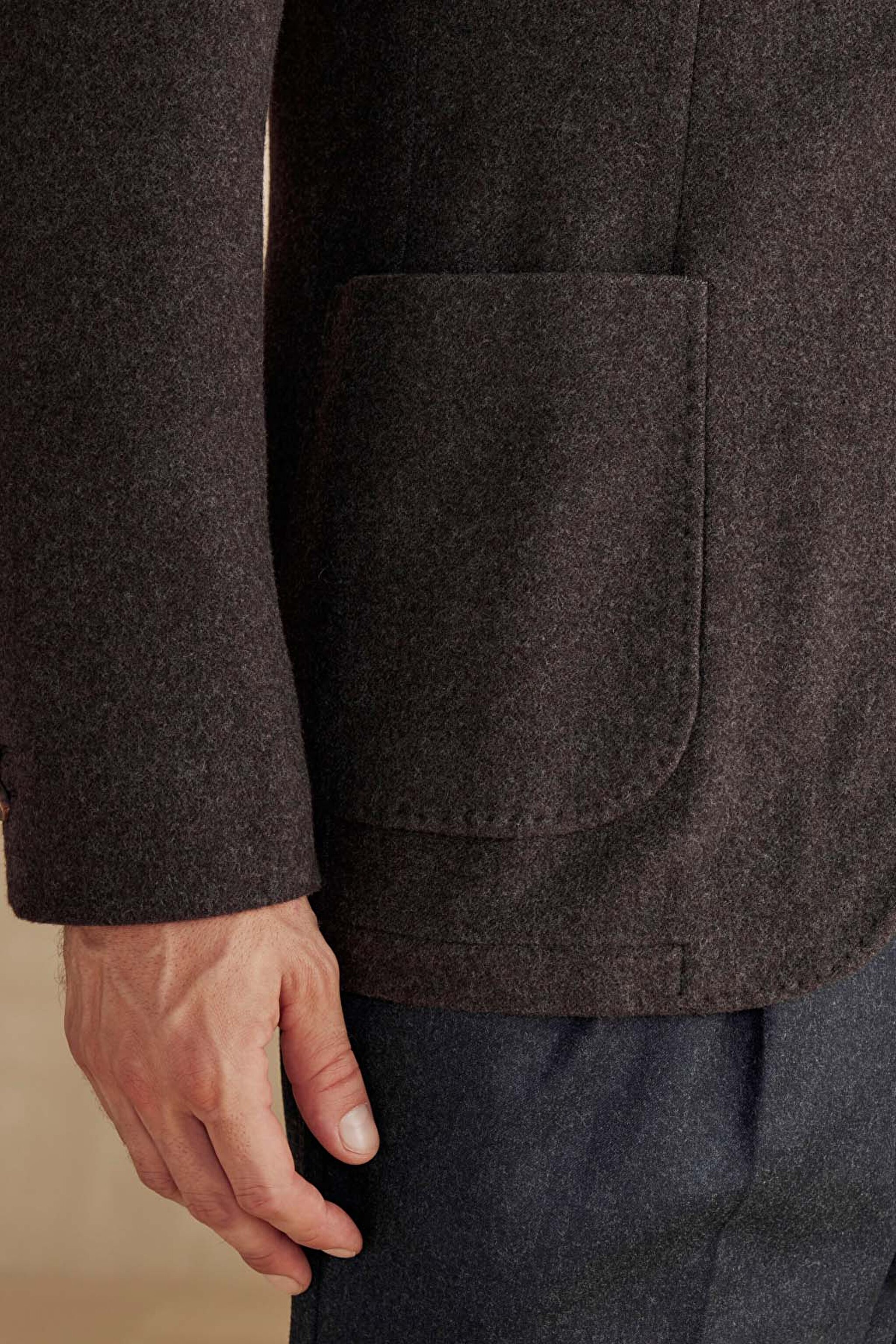 Yün Dik Yakalı Regular Fit Erkek Ceket - Kahverengi (görsel 6)