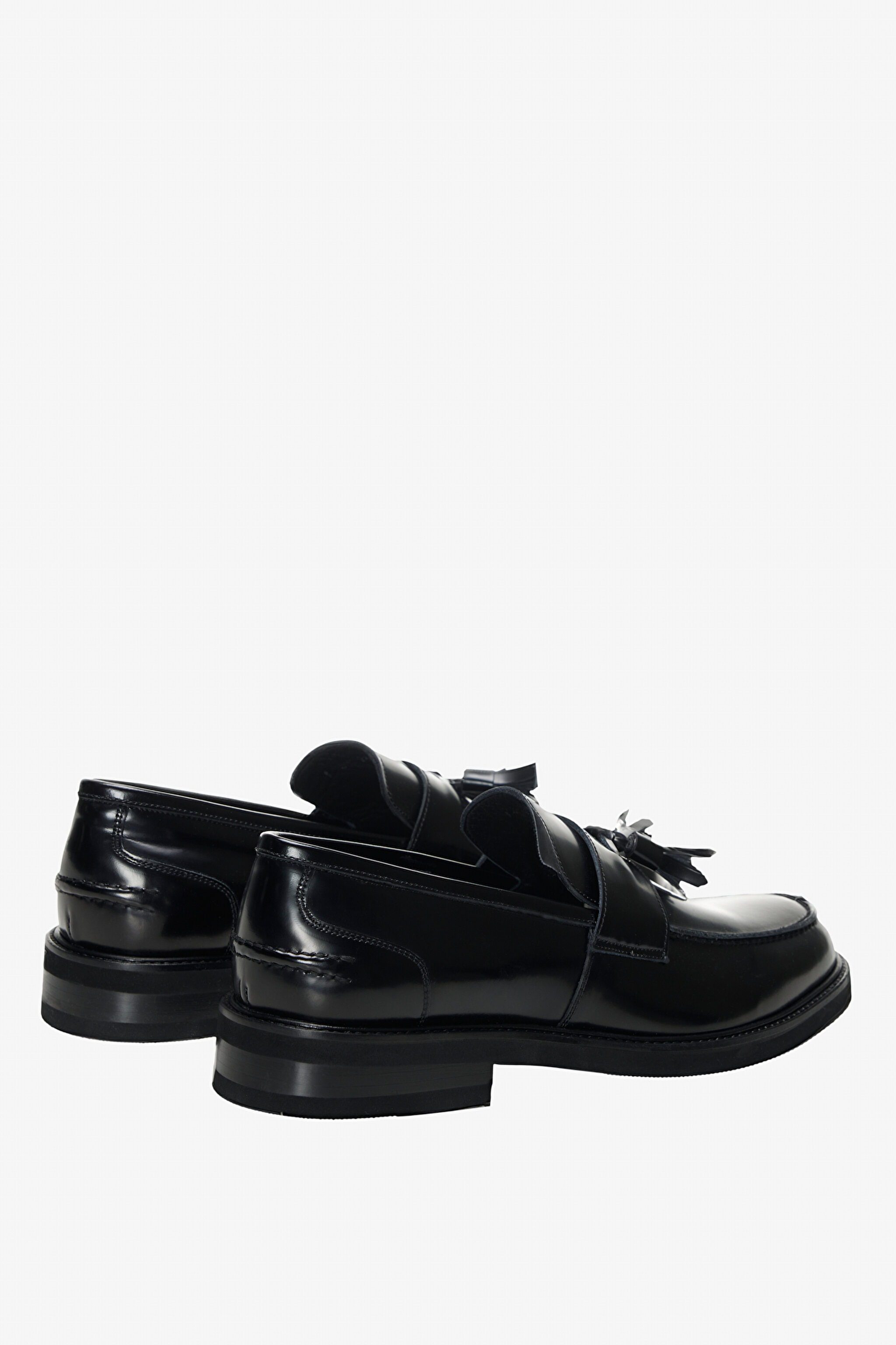 100% Deri Püskül Detaylı Loafer - Siyah (görsel 6)
