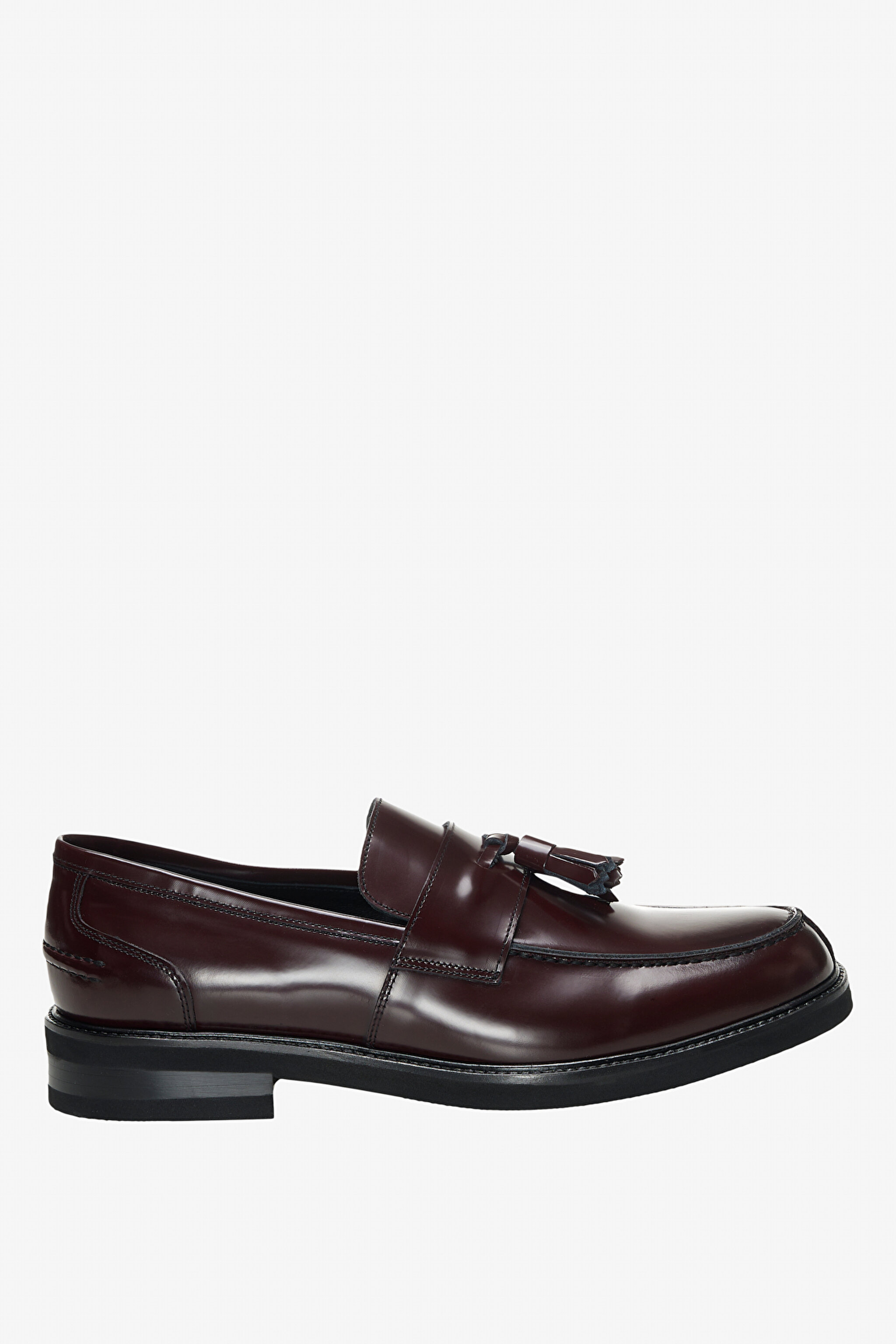100% Deri Püskül Detaylı Loafer - Bordo