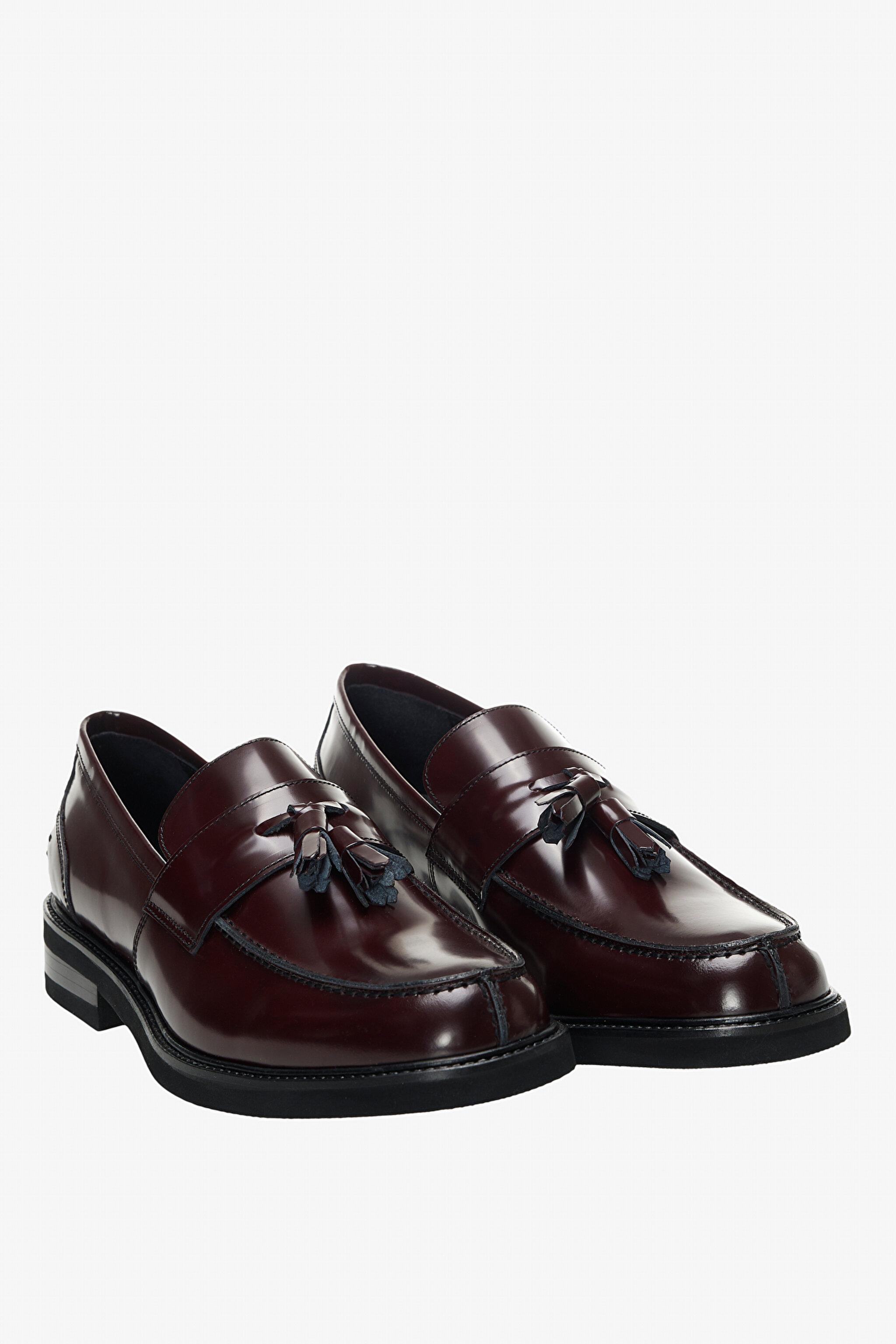 100% Deri Püskül Detaylı Loafer - Bordo (görsel 2)