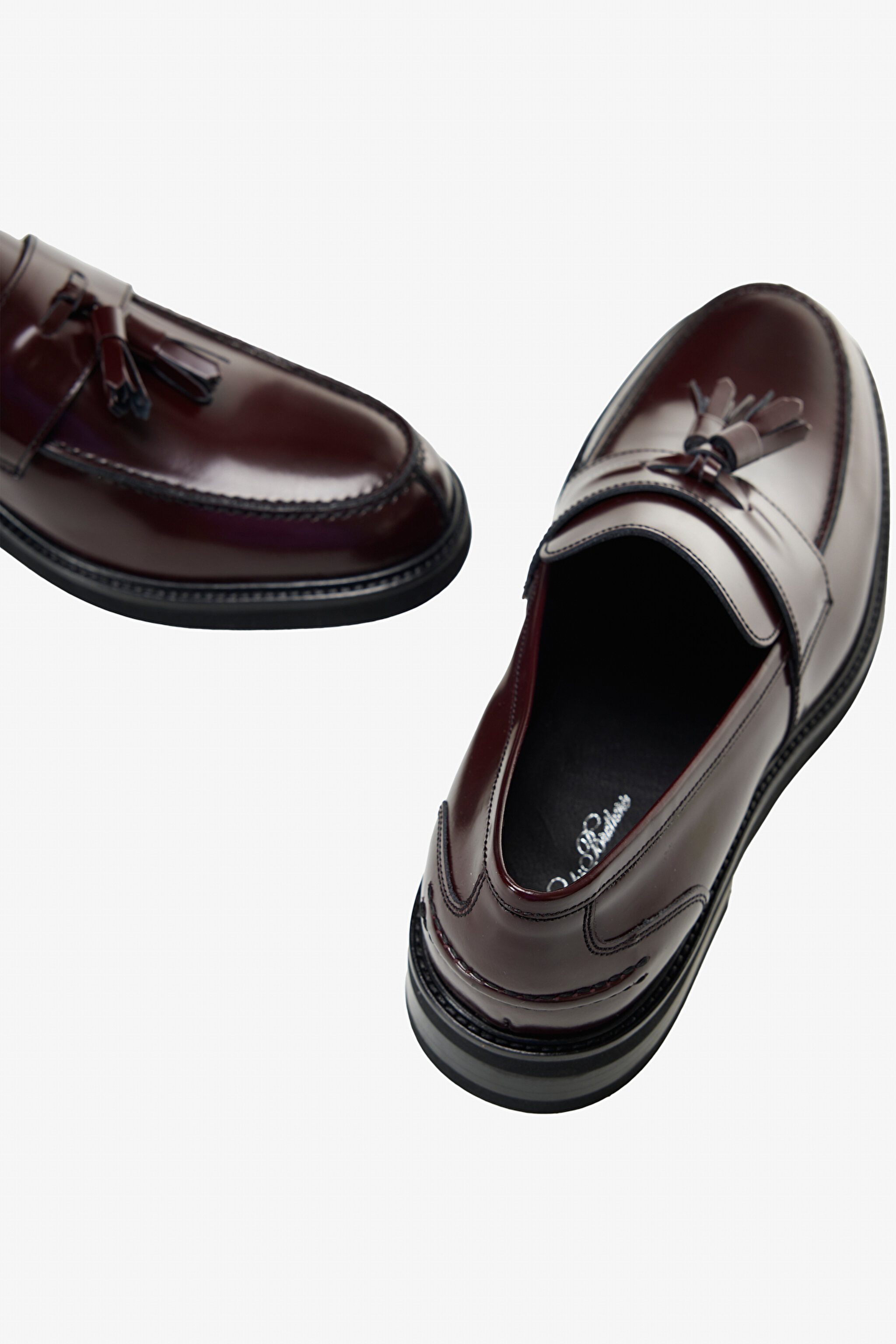 100% Deri Püskül Detaylı Loafer - Bordo (görsel 5)