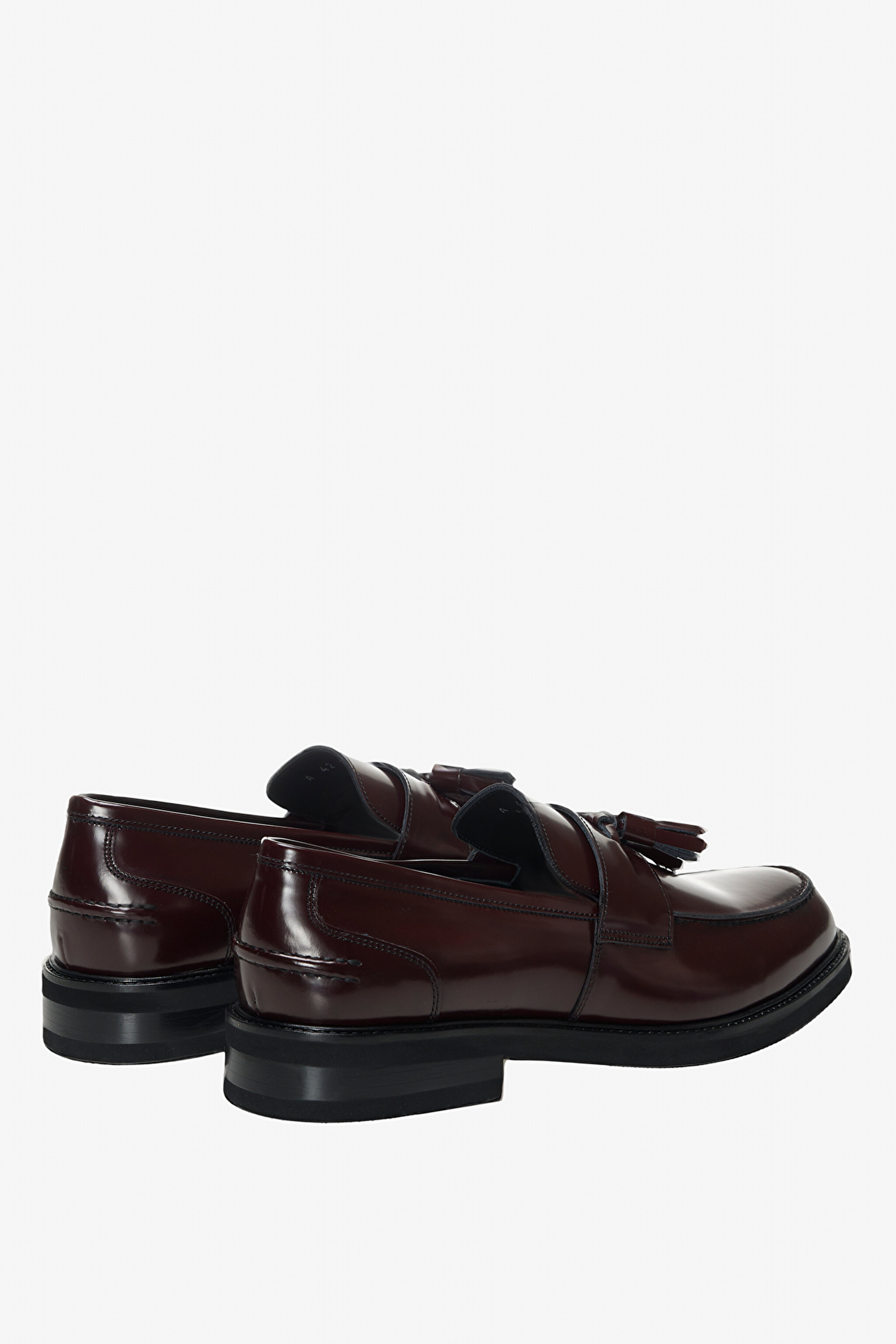 100% Deri Püskül Detaylı Loafer - Bordo (görsel 6)