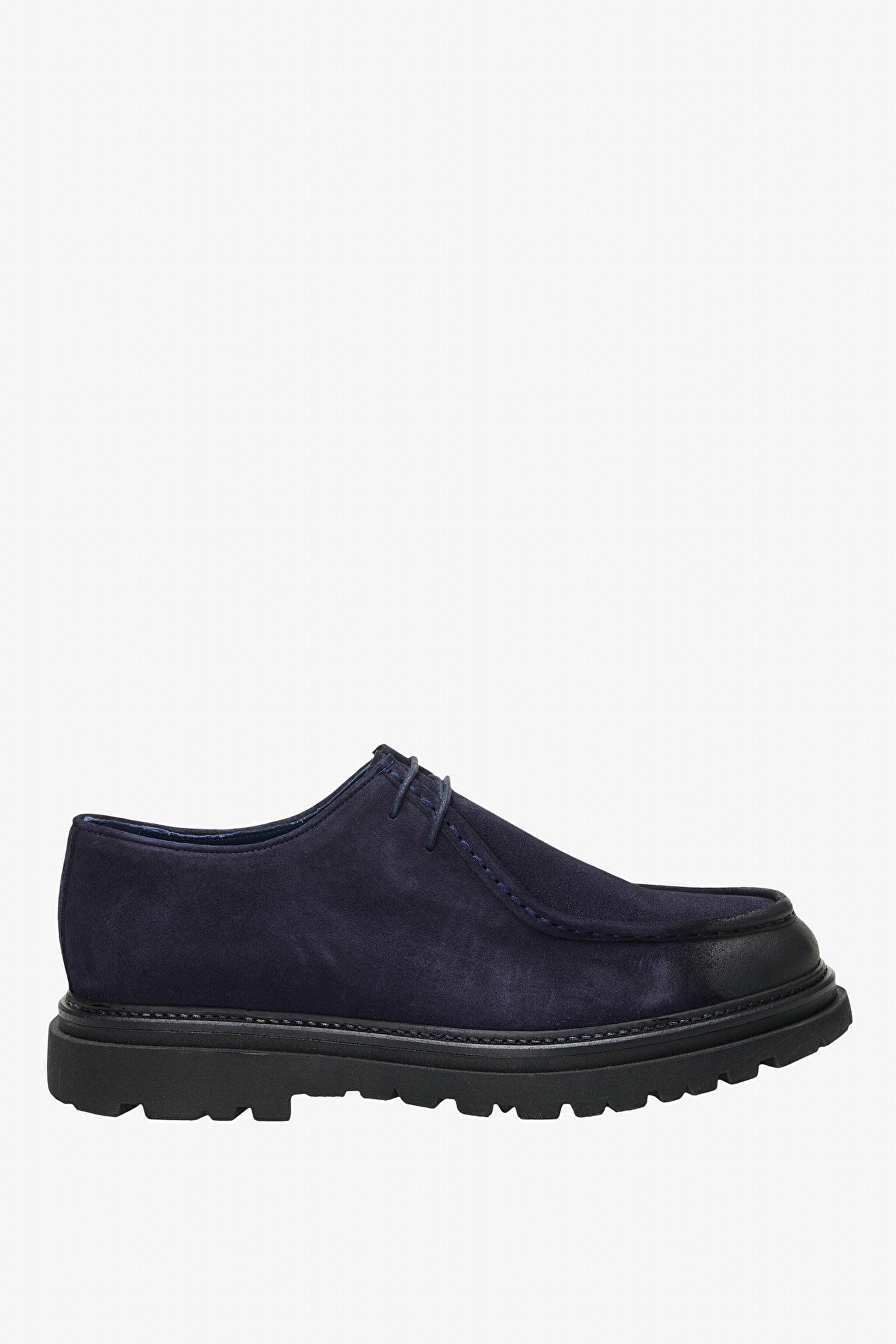 100% Süet Bağcıklı Loafer - Lacivert