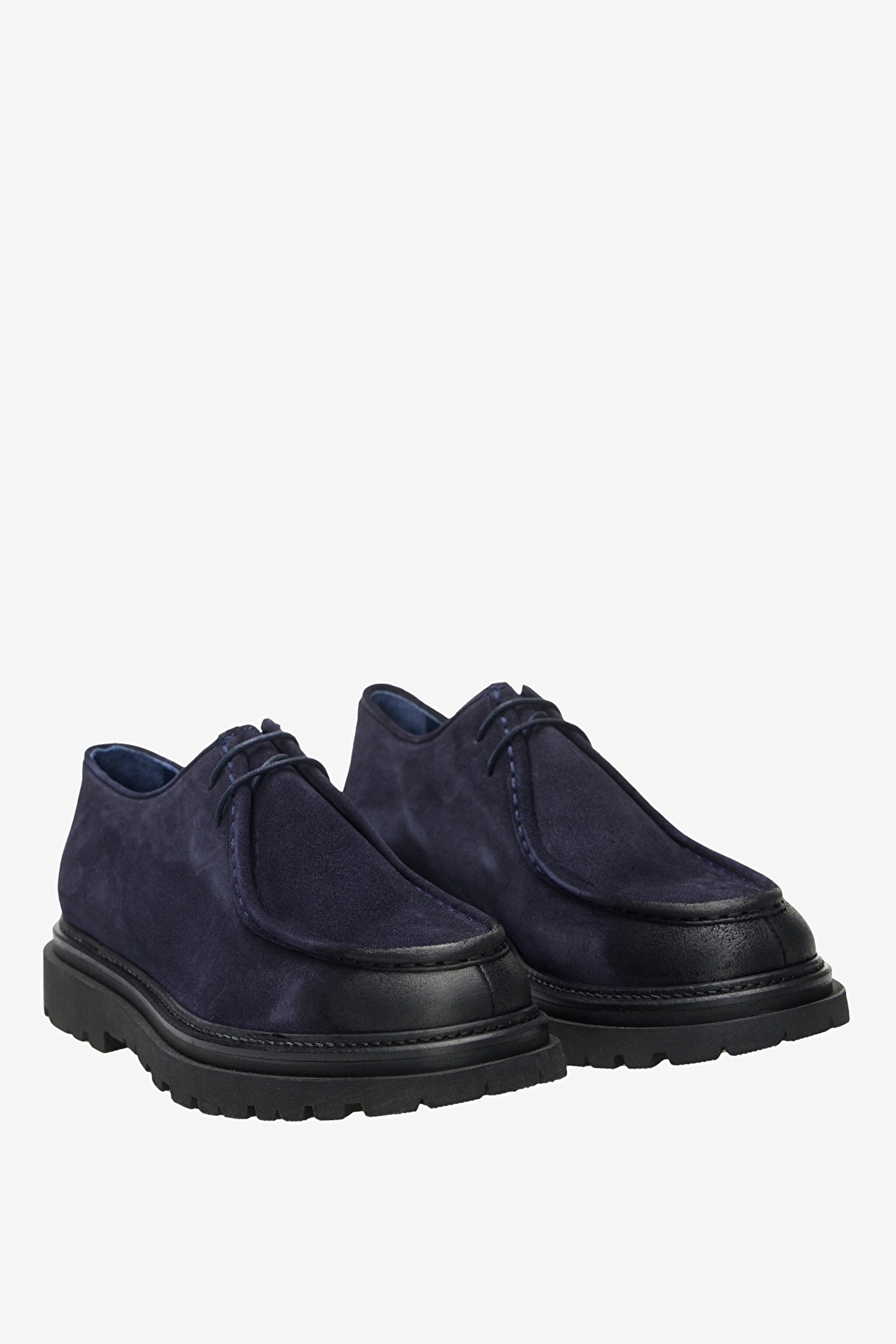100% Süet Bağcıklı Loafer - Lacivert (görsel 2)