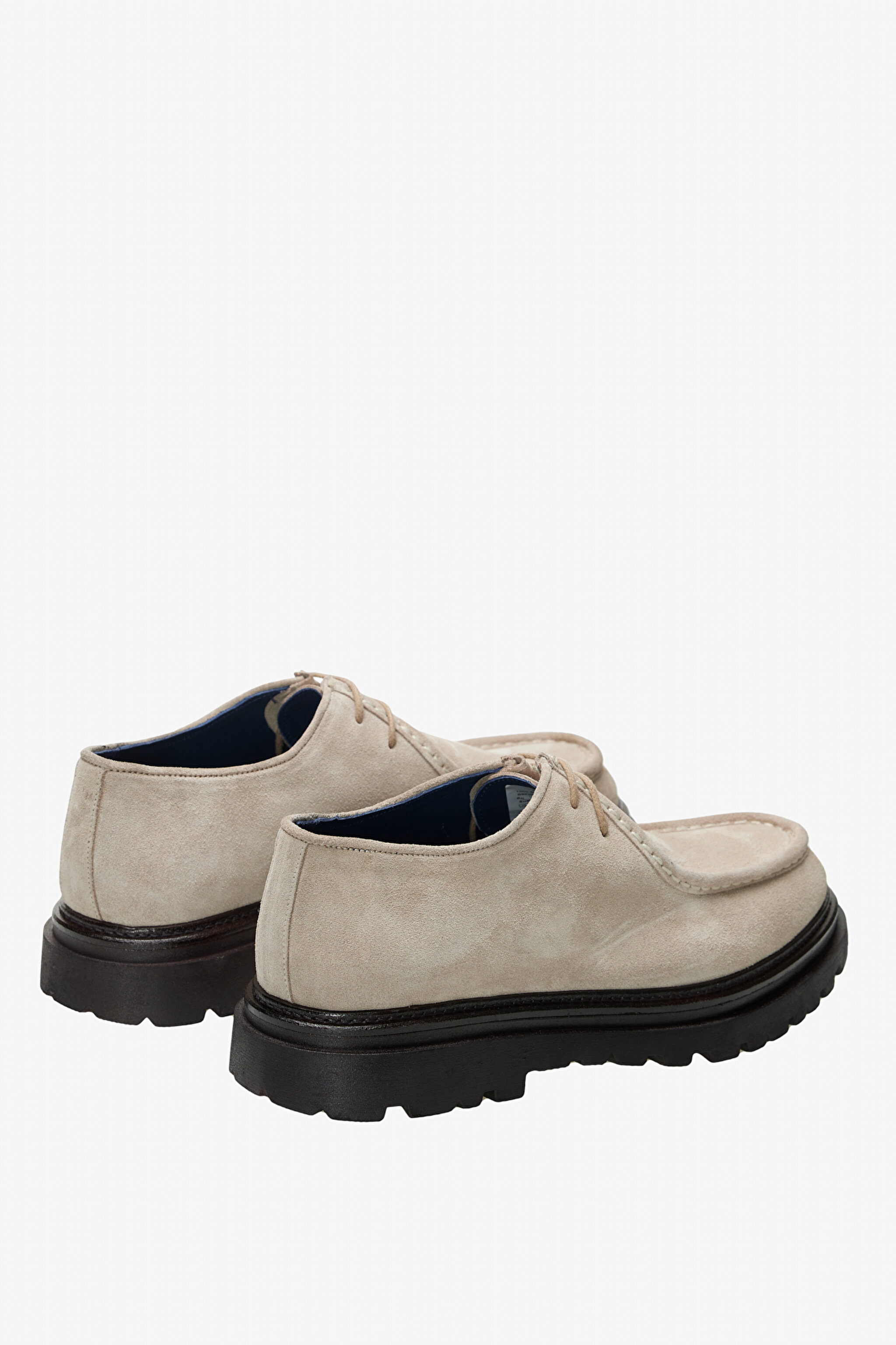 100% Süet Bağcıklı Loafer - Bej (görsel 4)