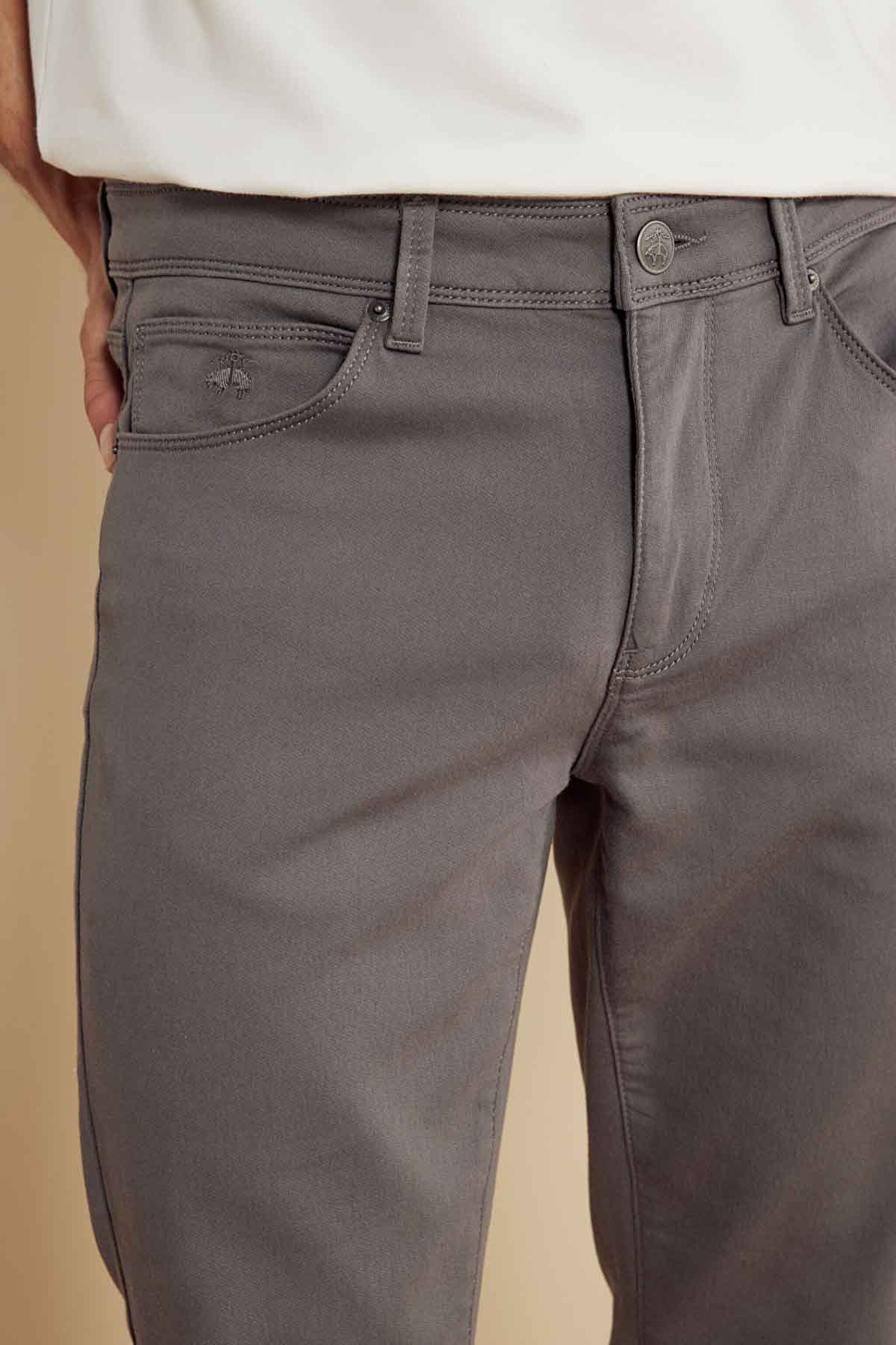 Pamuk Karışımlı Normal Bel Slim Fit Düz Paça 5 Cepli Pantolon - Gri (görsel 5)