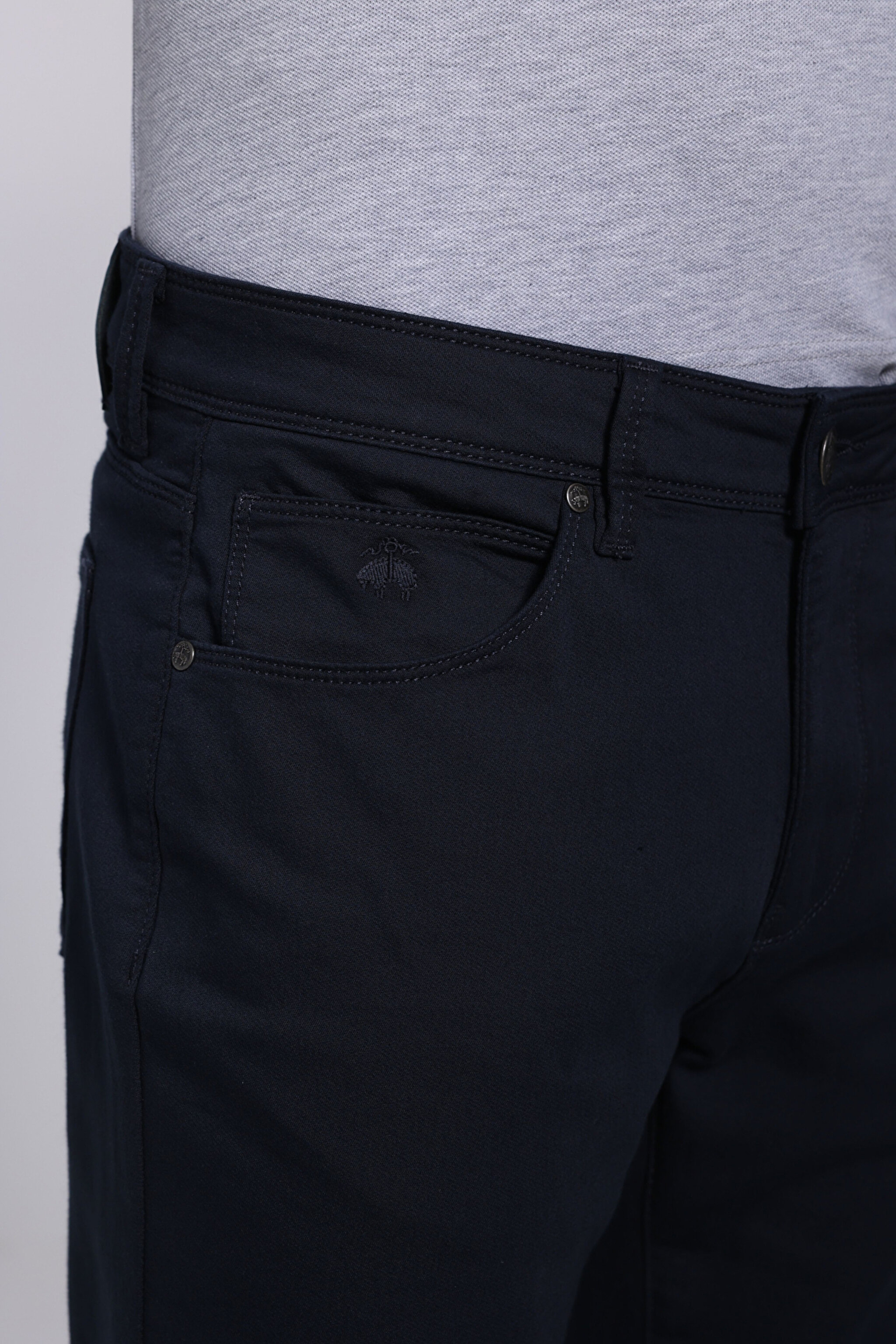 Pamuk Karışımlı Normal Bel Slim Fit Düz Paça 5 Cepli Pantolon - Lacivert (görsel 3)