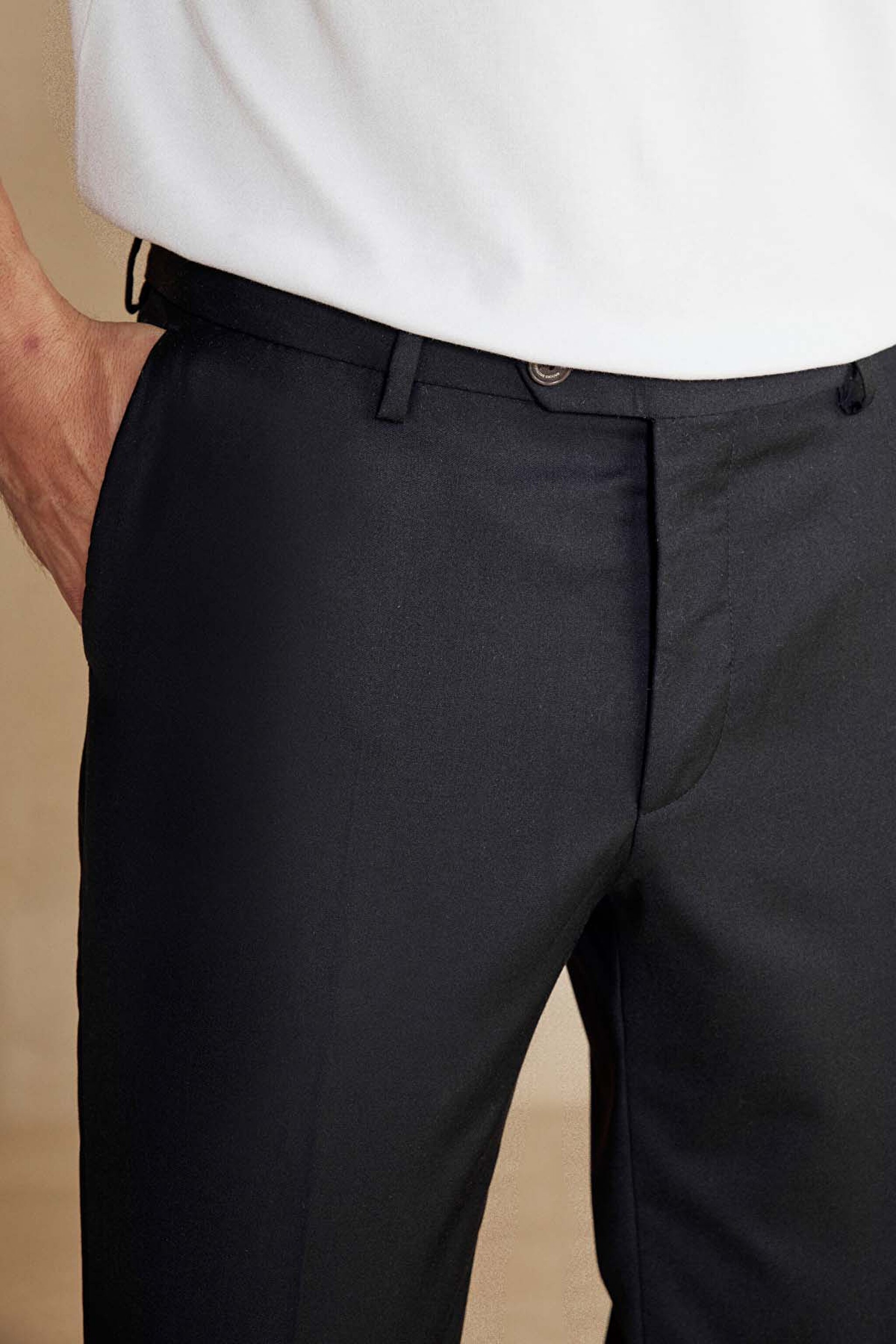 %100 Yün Flannel Klasik Pantolon - Siyah (görsel 5)