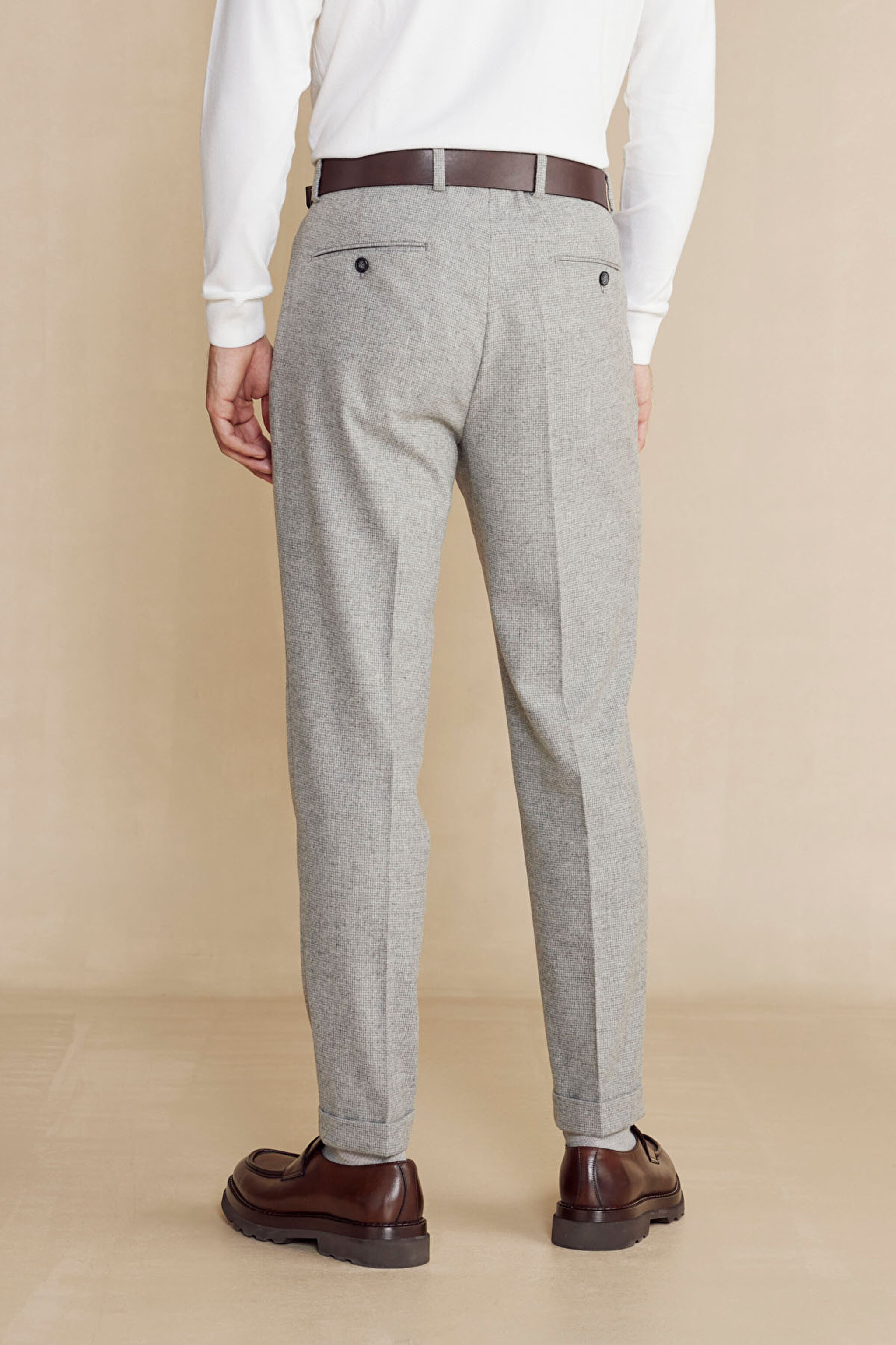 Yün Kaırşımlı Regular Fit Erkek Jogger Pantolon - Gri (görsel 5)