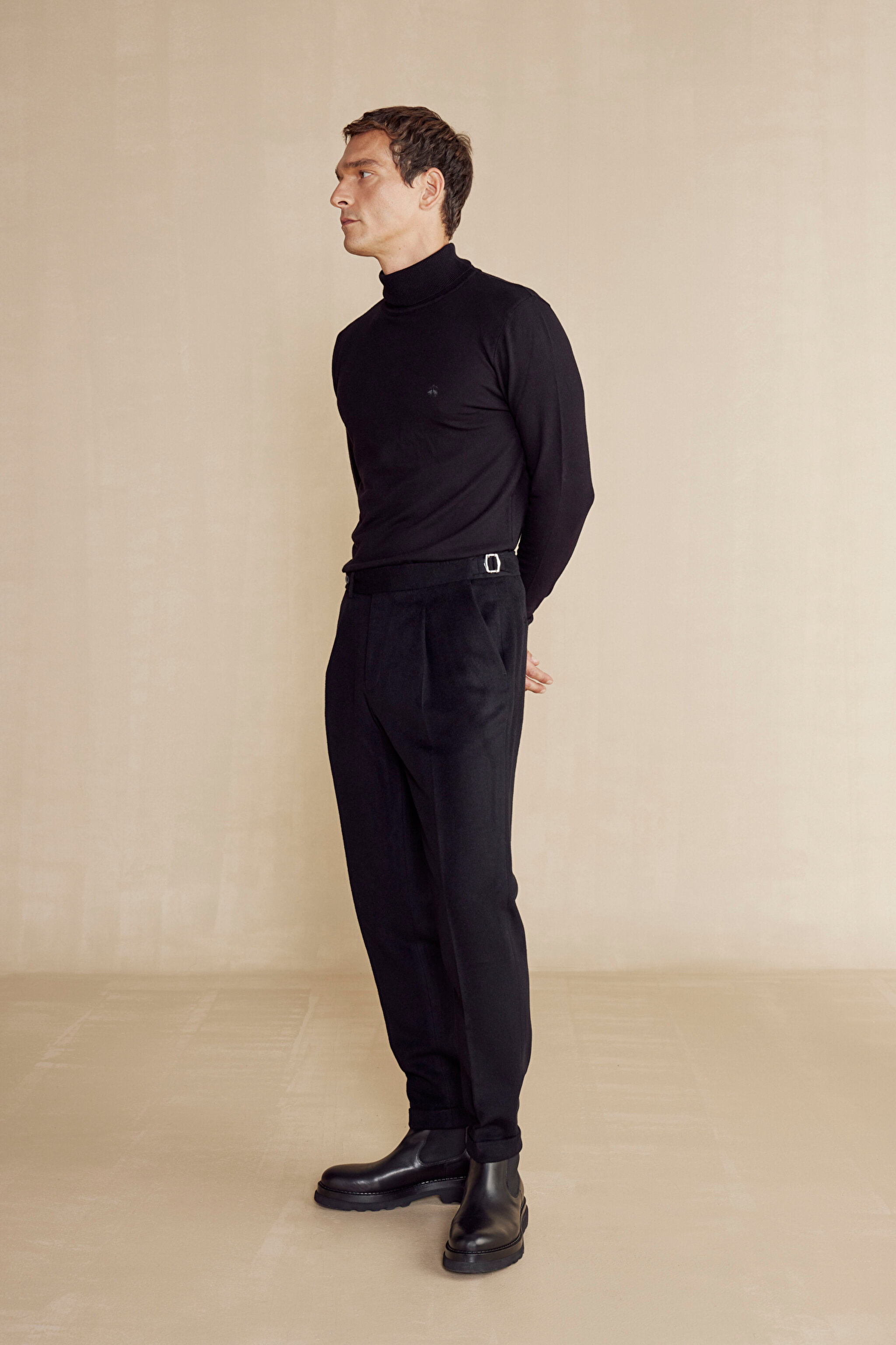 Tokalı Yün Karışımlı Sartorial Pantolon - Siyah (görsel 2)