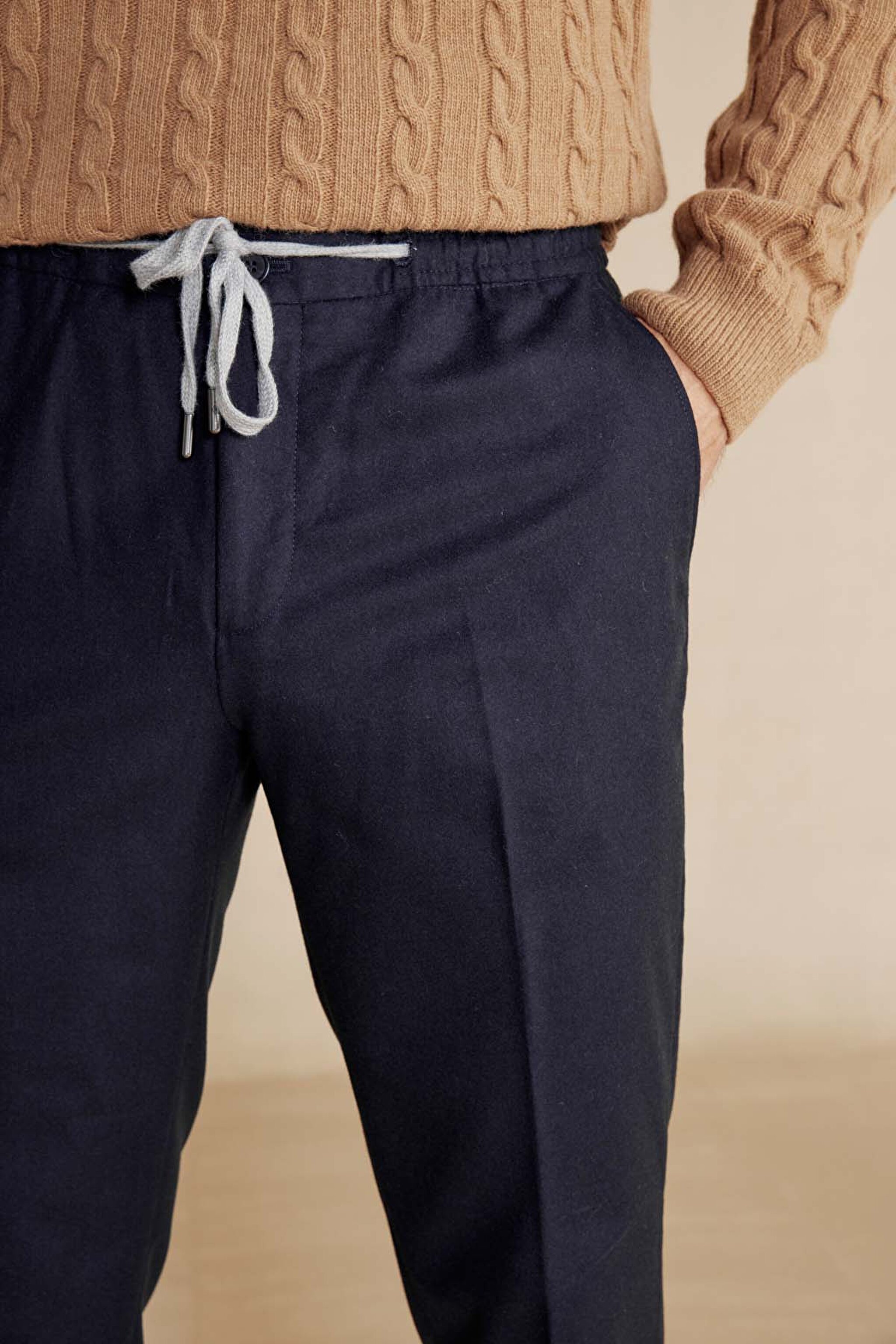 Yün Kaşmir Karışım Erkek Jogger Pantolon - Lacivert (görsel 5)