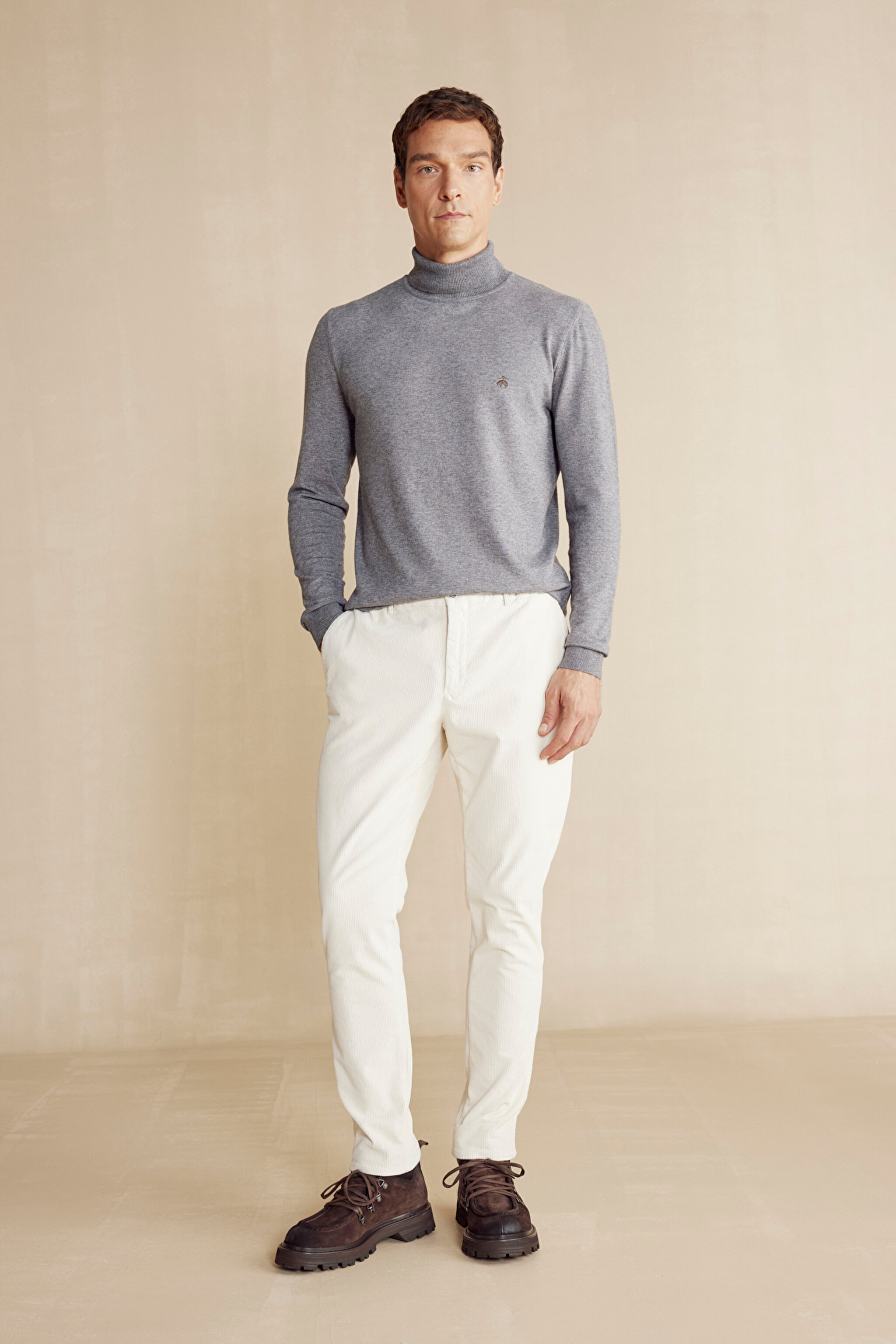 Kadife Jogger Erkek Pantolon - Ekru
