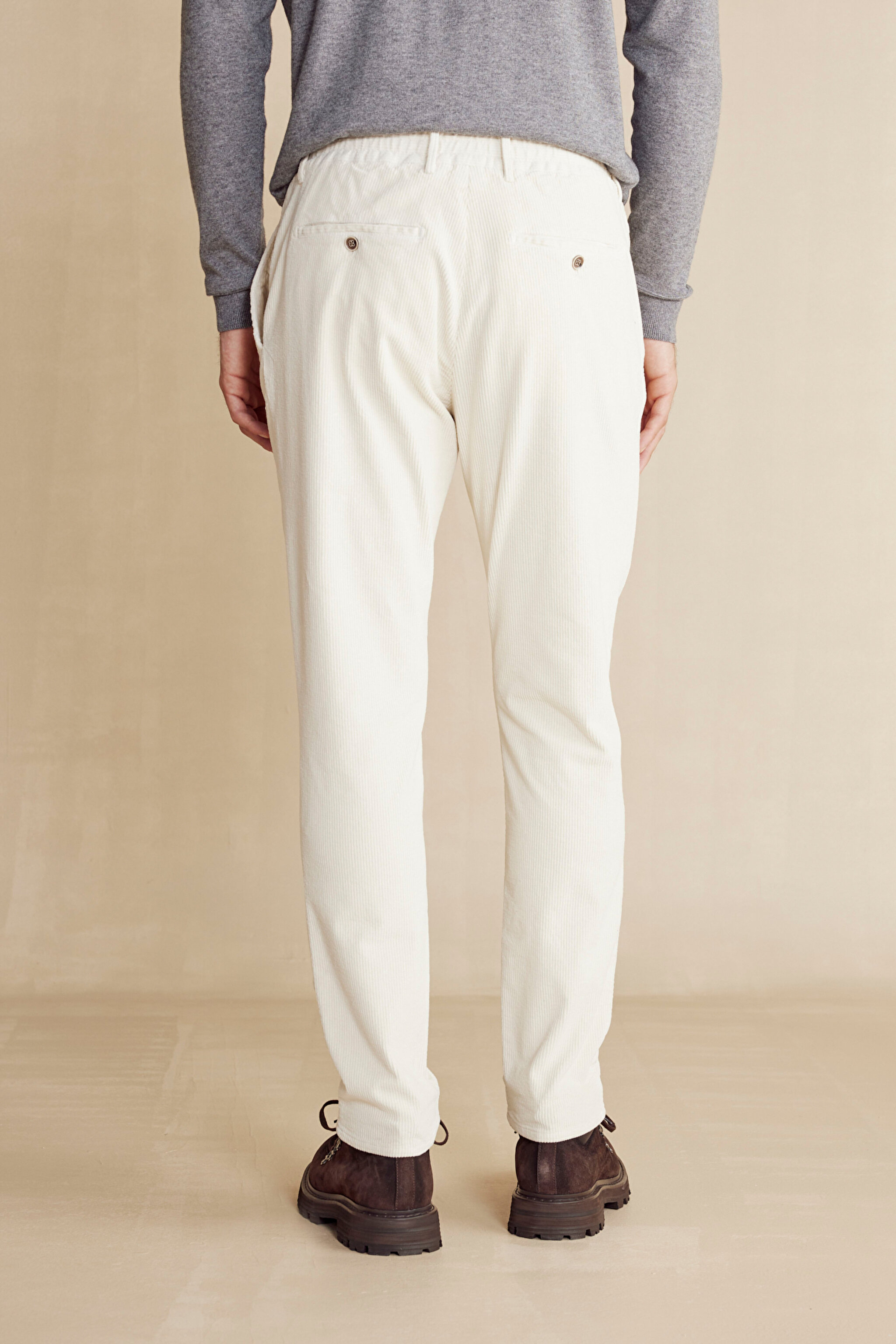 Kadife Jogger Erkek Pantolon - Ekru (görsel 3)