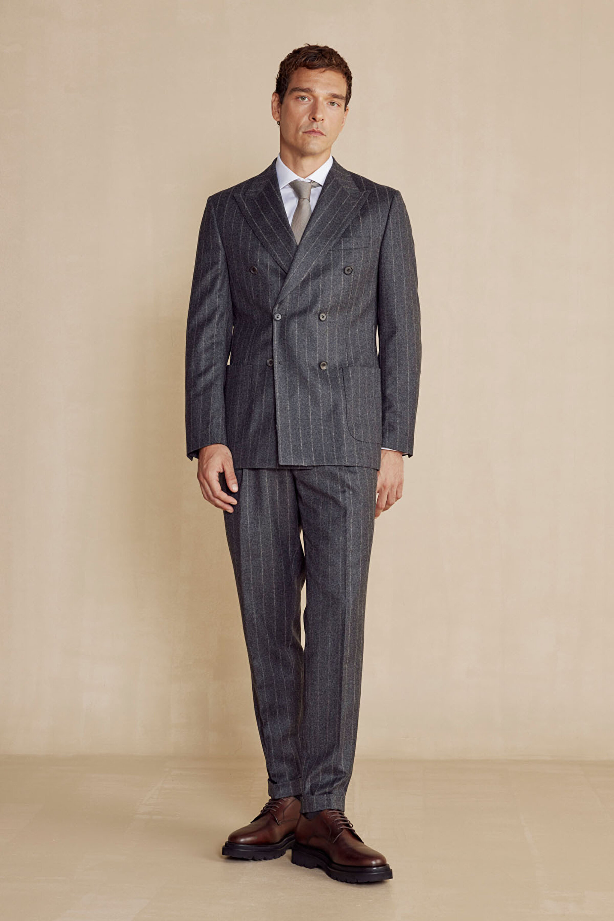 Slim Fit Kaşmir Karışım Takım Elbise - Antrasit