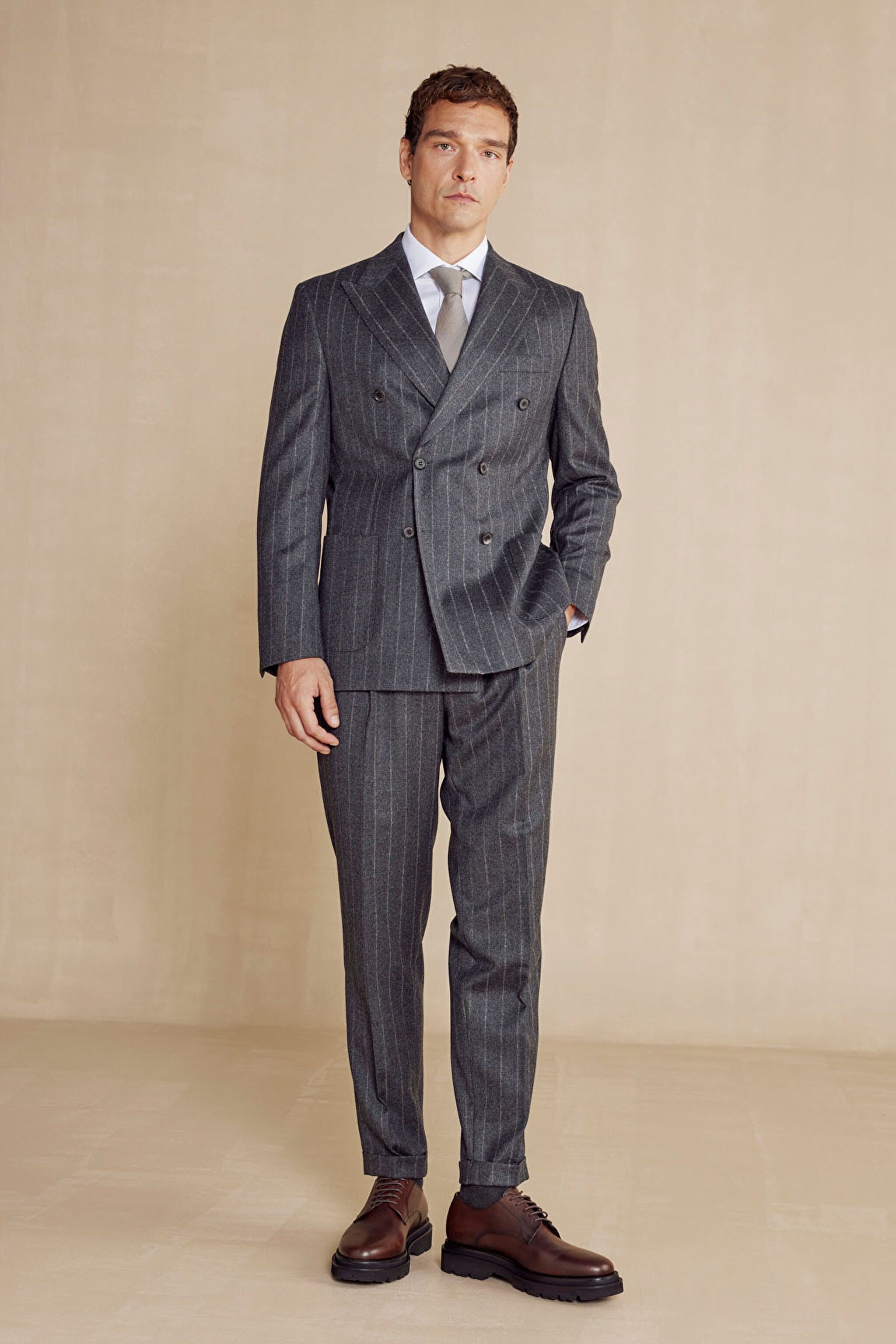 Slim Fit Kaşmir Karışım Takım Elbise - Antrasit (görsel 2)