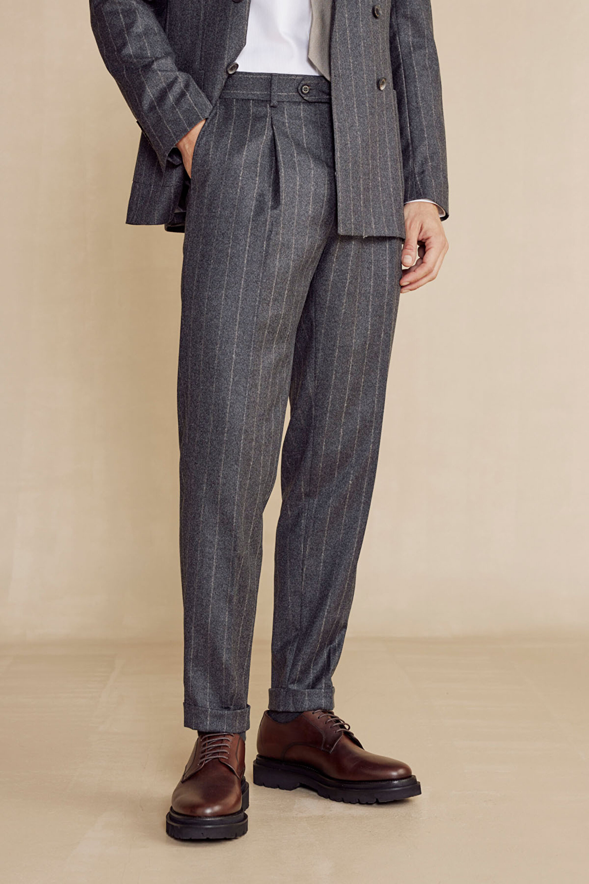 Slim Fit Kaşmir Karışım Takım Elbise - Antrasit (görsel 6)
