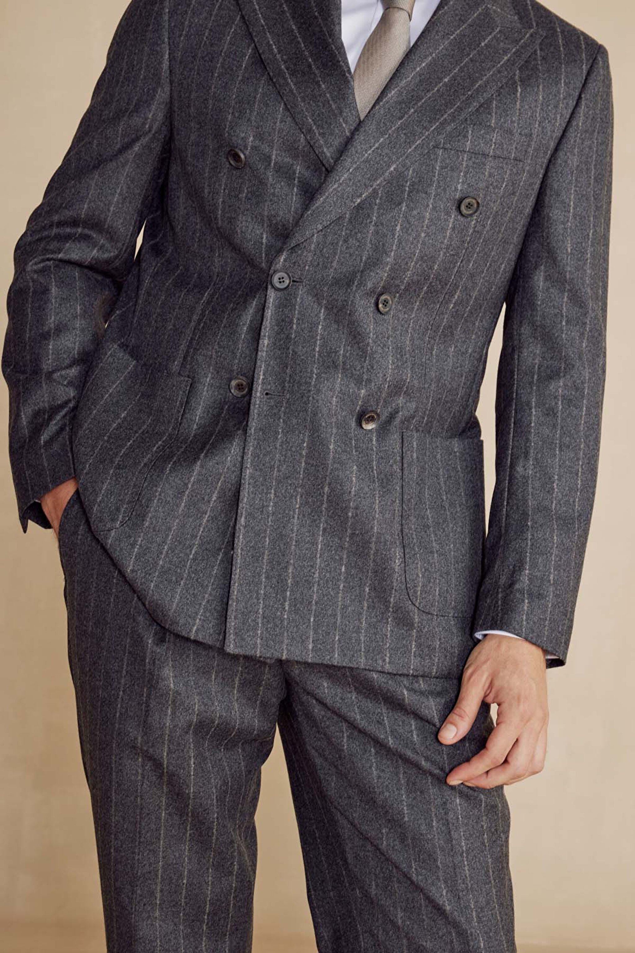 Slim Fit Kaşmir Karışım Takım Elbise - Antrasit (görsel 8)