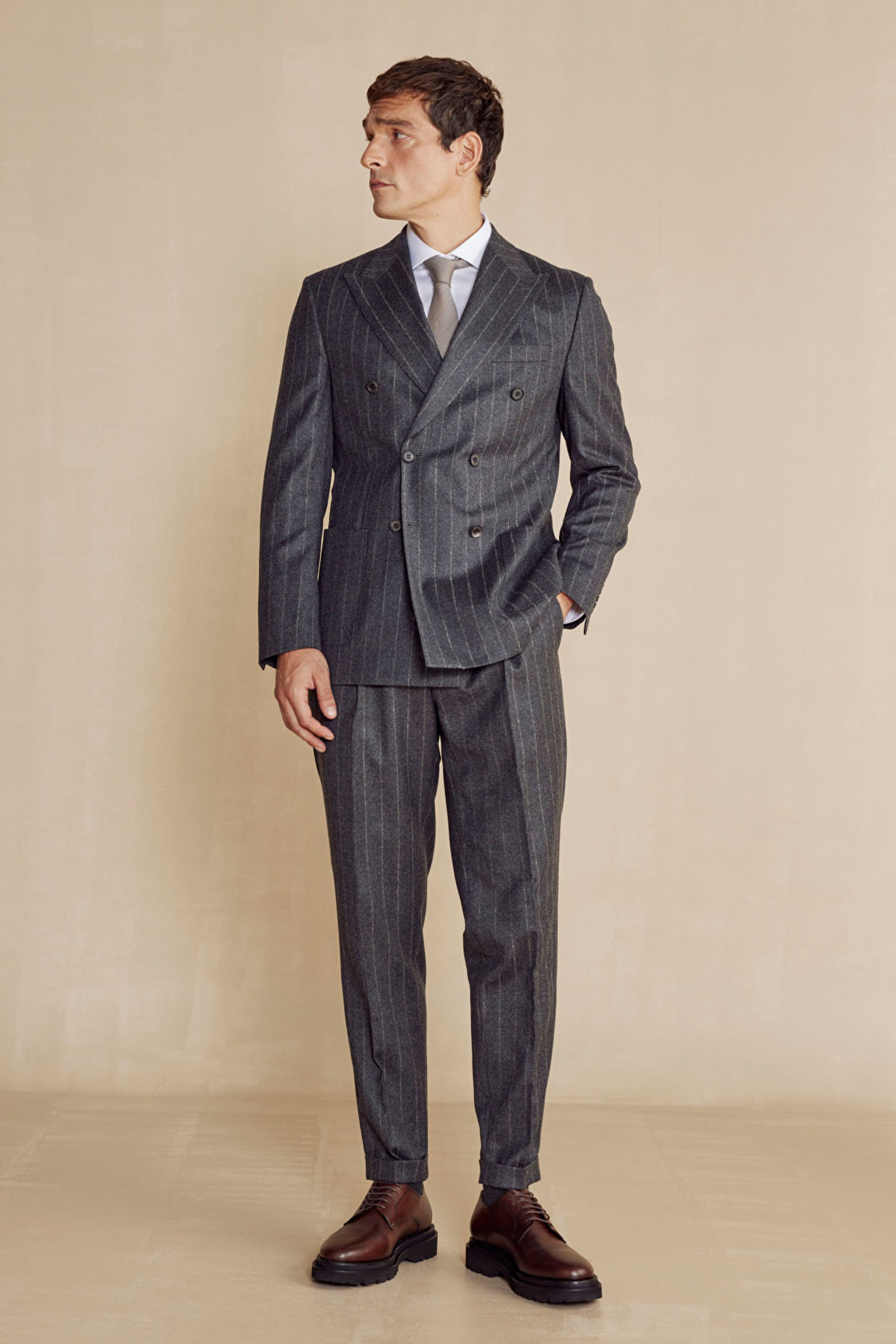 Slim Fit Kaşmir Karışım Takım Elbise - Antrasit (görsel 9)