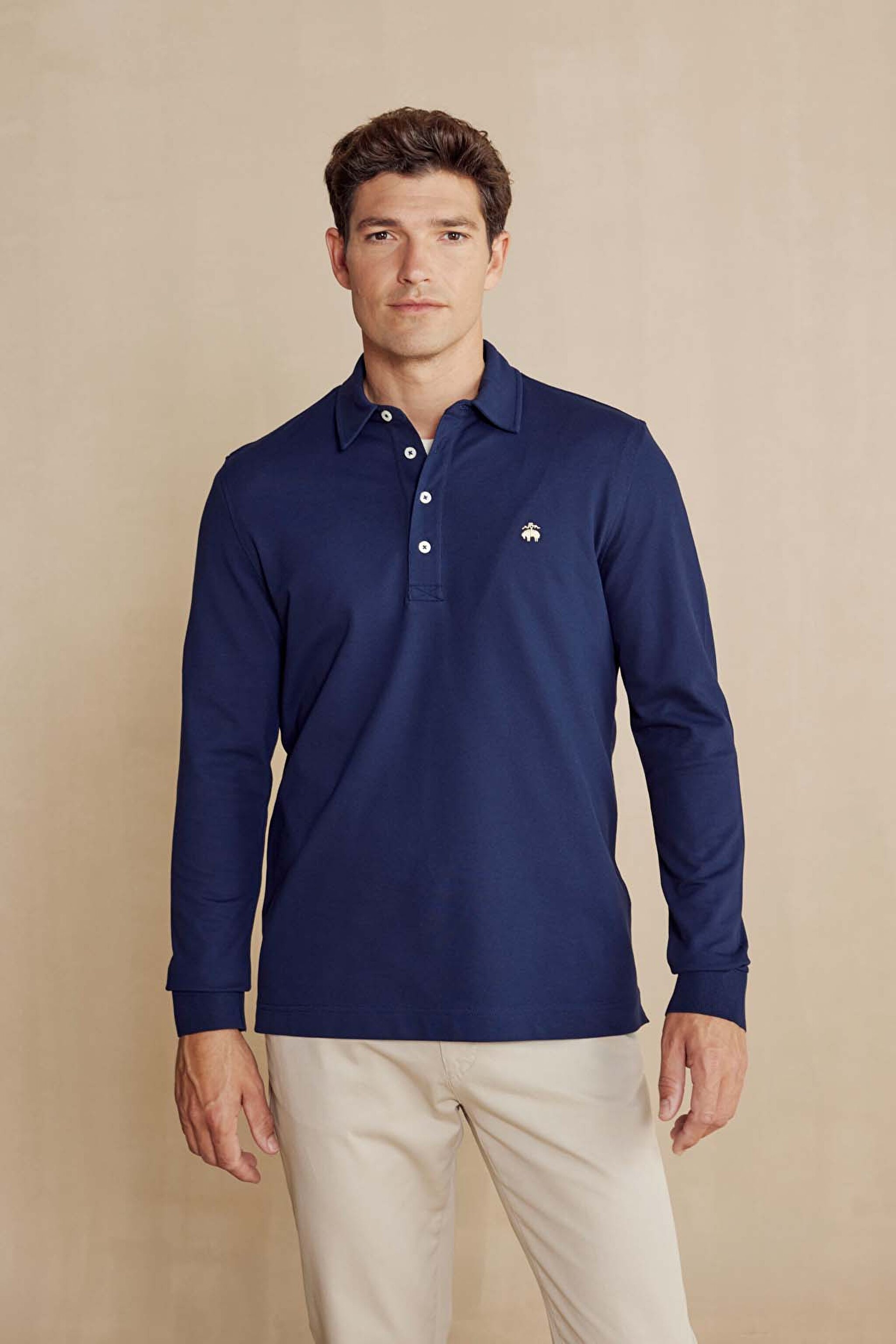 Uzun Kollu Polo Yaka T-Shirt - Lacivert (görsel 2)