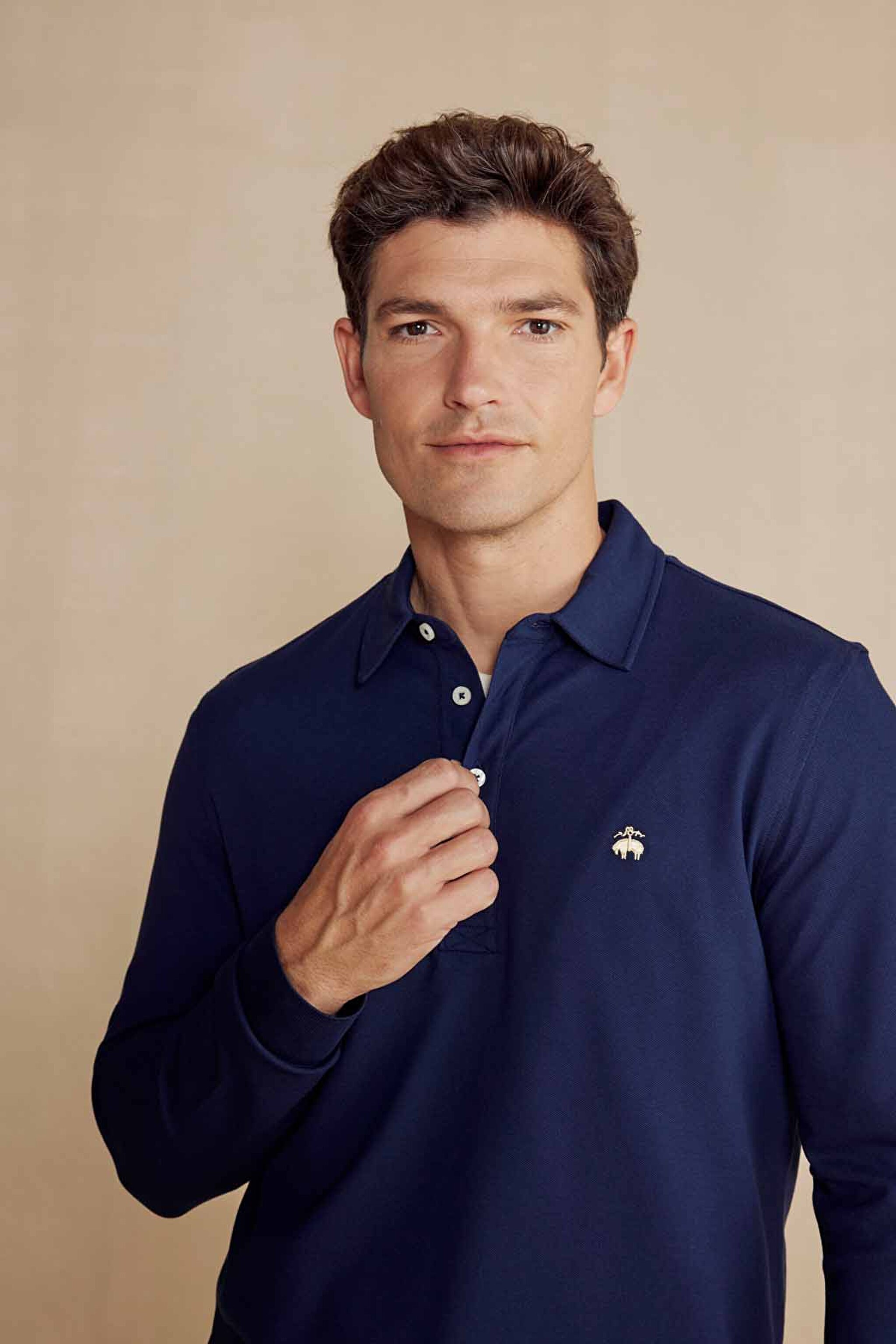 Uzun Kollu Polo Yaka T-Shirt - Lacivert (görsel 4)