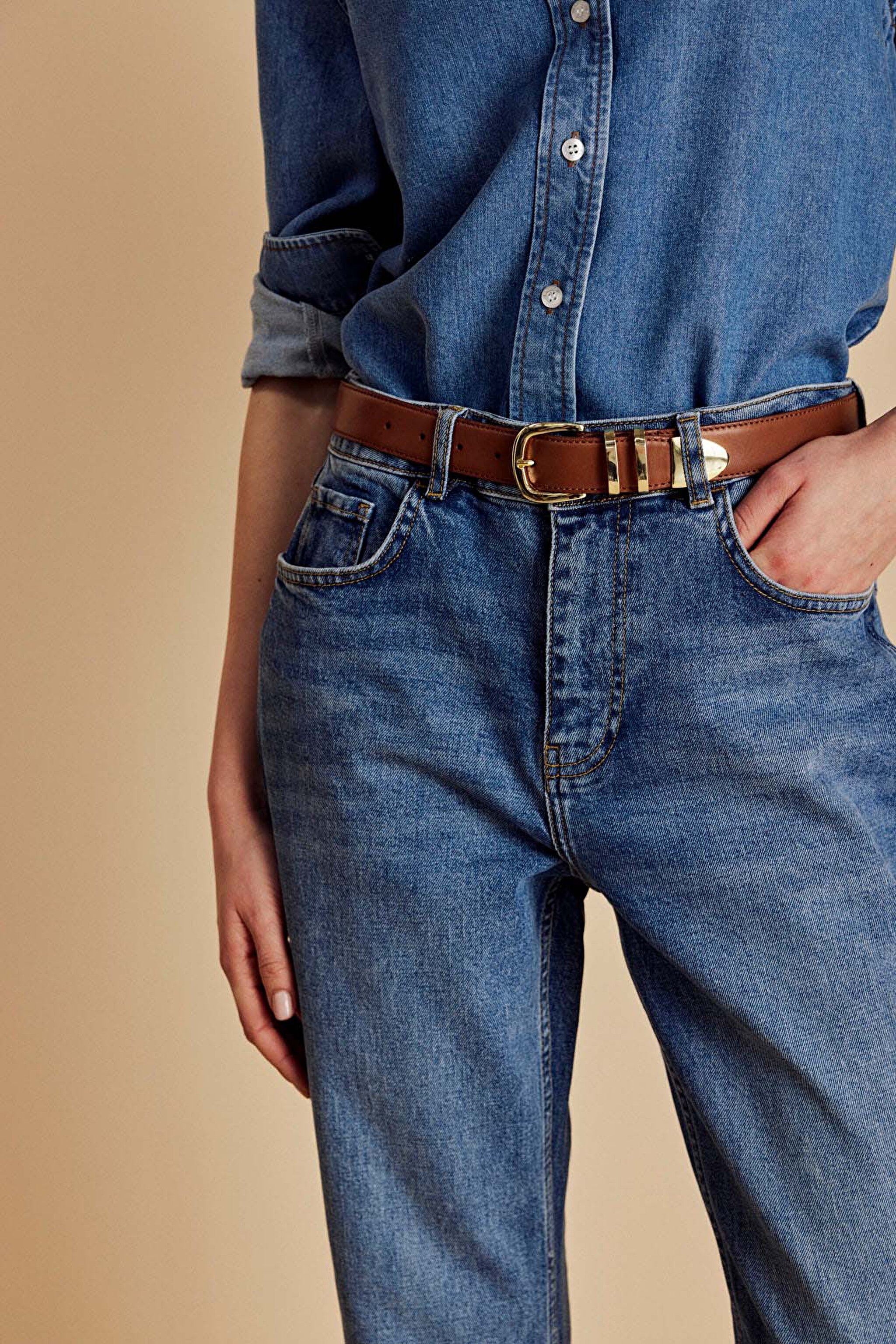 Pamuk Karışımlı Boot Cut Denim Pantolon - Mavi (görsel 5)