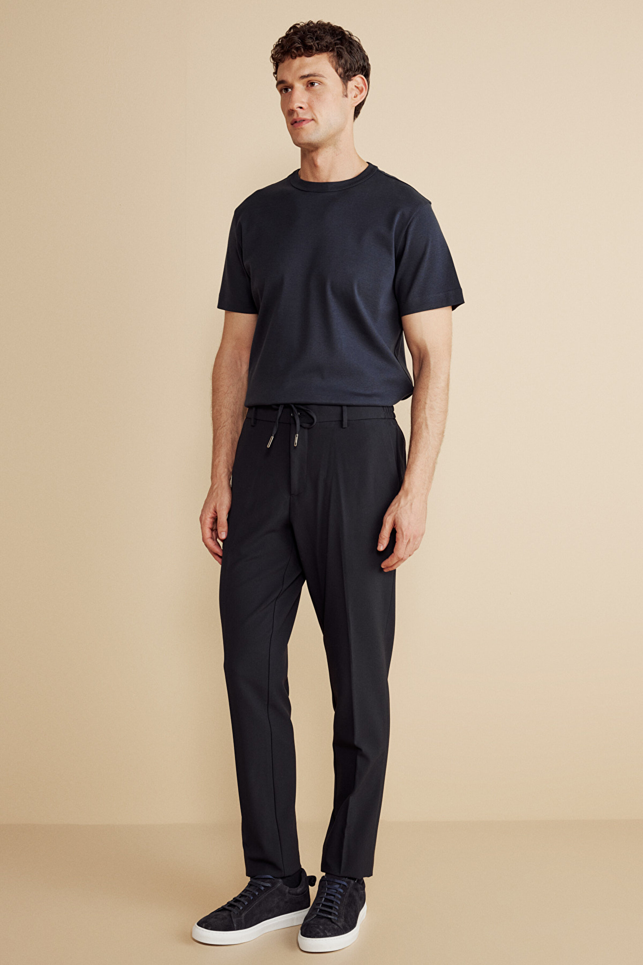 Beli Yandan Lastikli Jogger Pantolon - Lacivert (görsel 2)