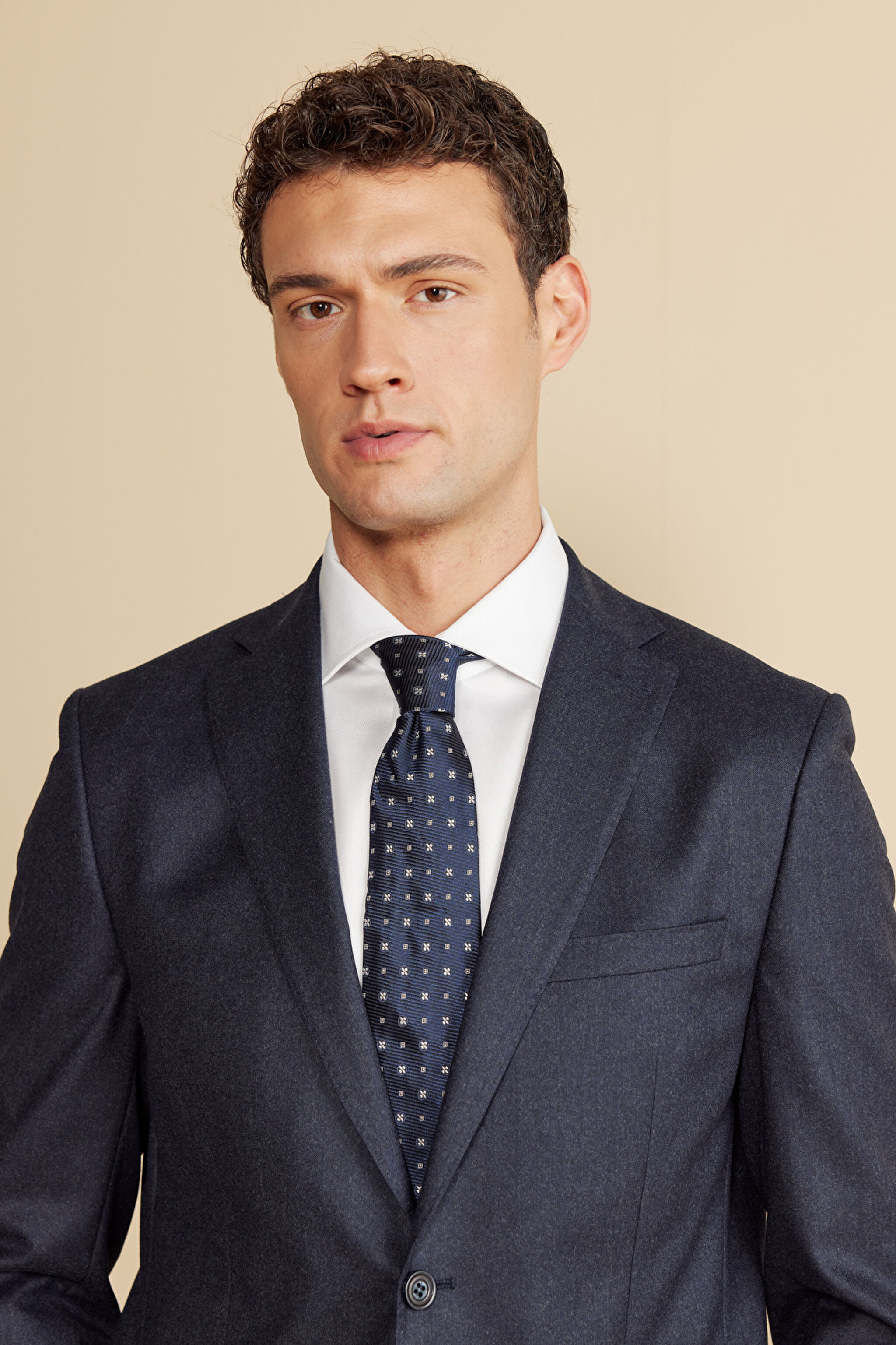 Mono Yaka Torba Cep Slim Fit %100 Yün Takım Elbise - Lacivert (görsel 5)