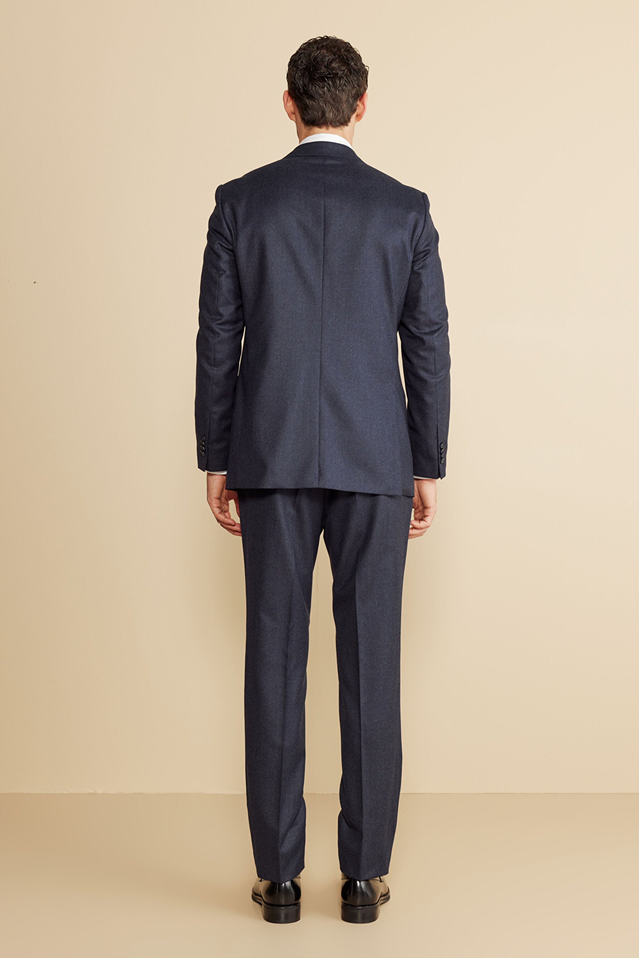 Mono Yaka Torba Cep Slim Fit %100 Yün Takım Elbise - Lacivert (görsel 7)