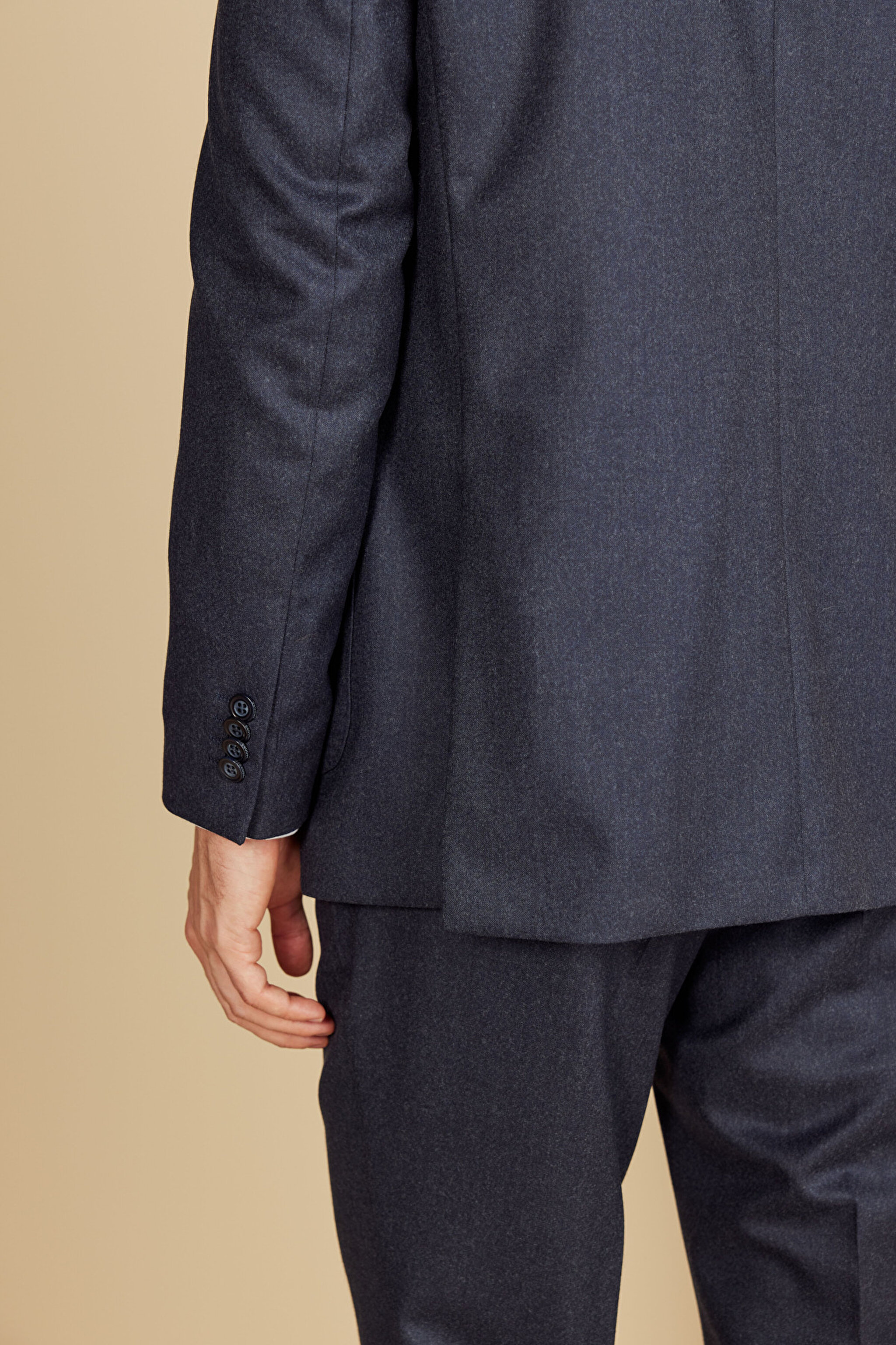 Mono Yaka Torba Cep Slim Fit %100 Yün Takım Elbise - Lacivert (görsel 8)