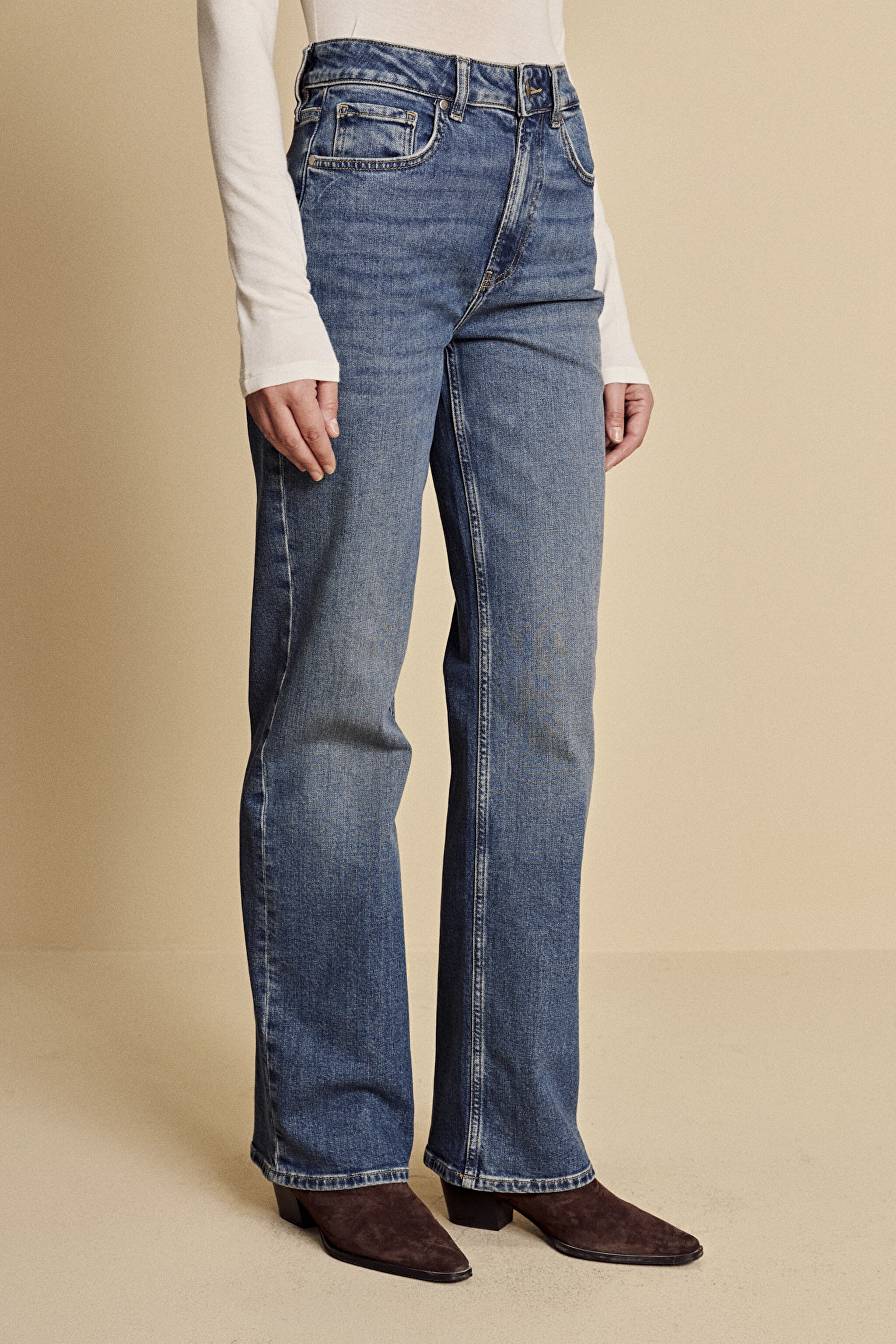 Normal Bel Rahat Kesim Denim Pantolon - Mavi (görsel 2)