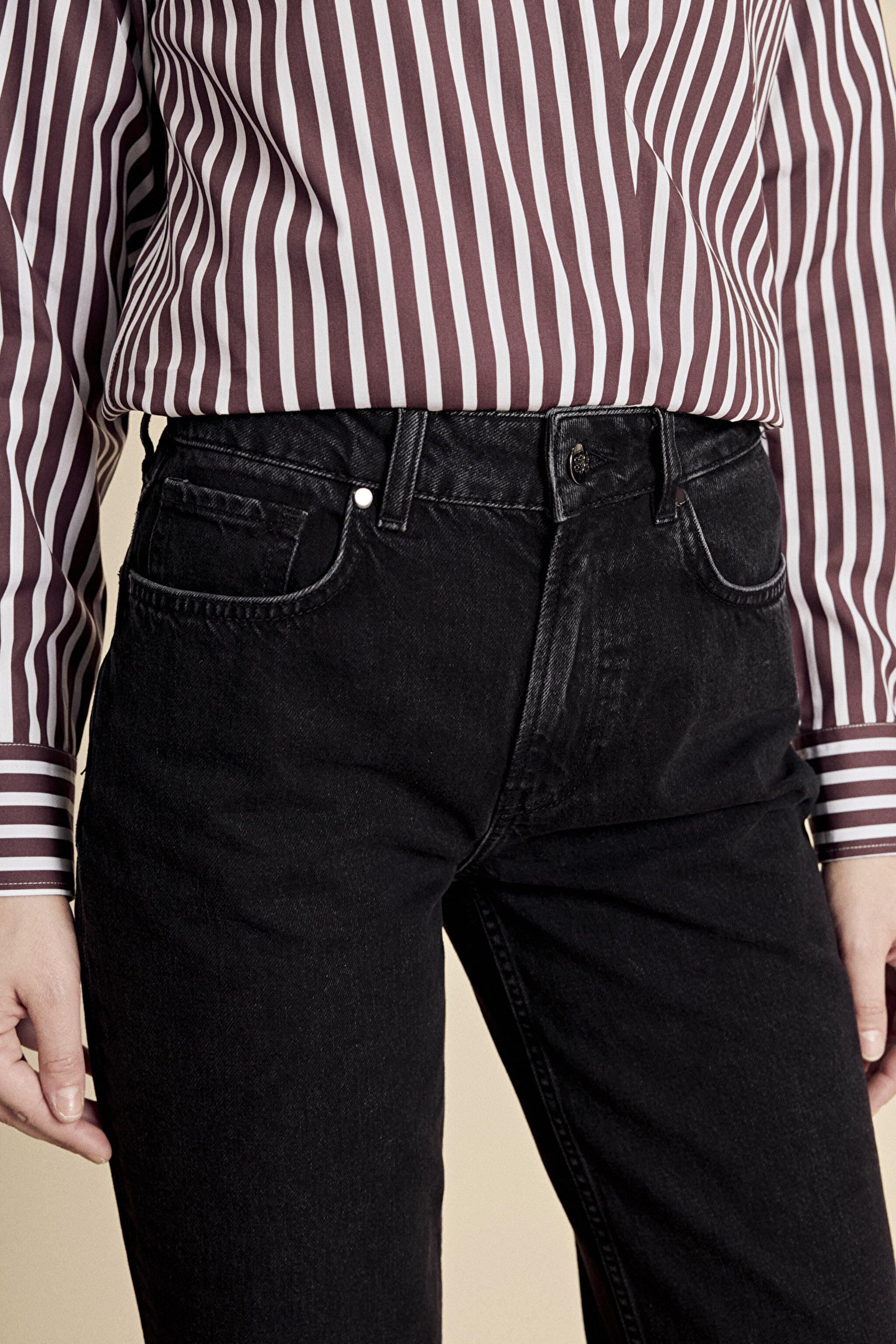 Rahat Kesim Normal Bel Cep Detaylı Denim Pantolon - Siyah (görsel 4)