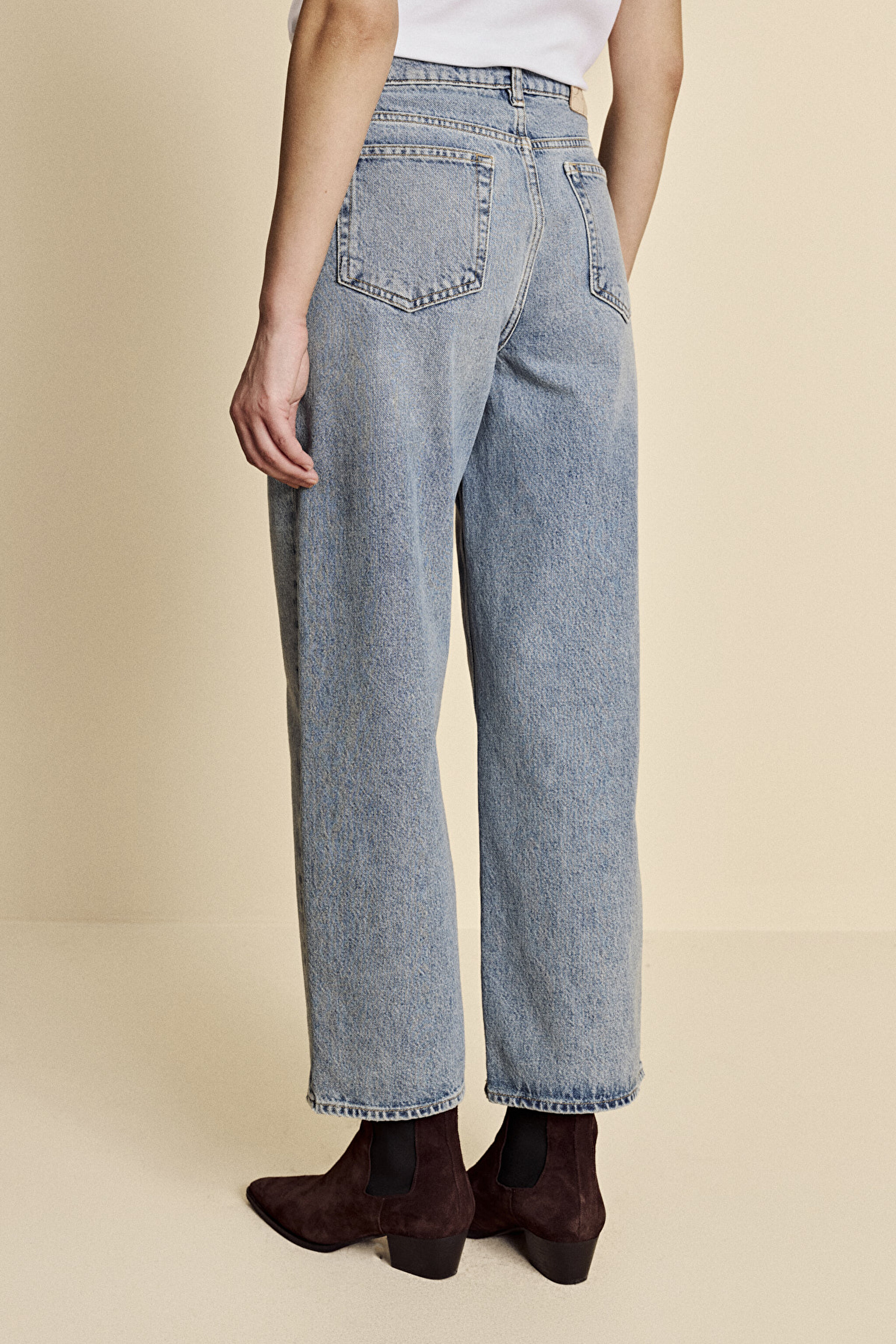 Yüksek Bel Cep Detaylı Barrel Denim Pantolon - Açık Mavi (görsel 5)