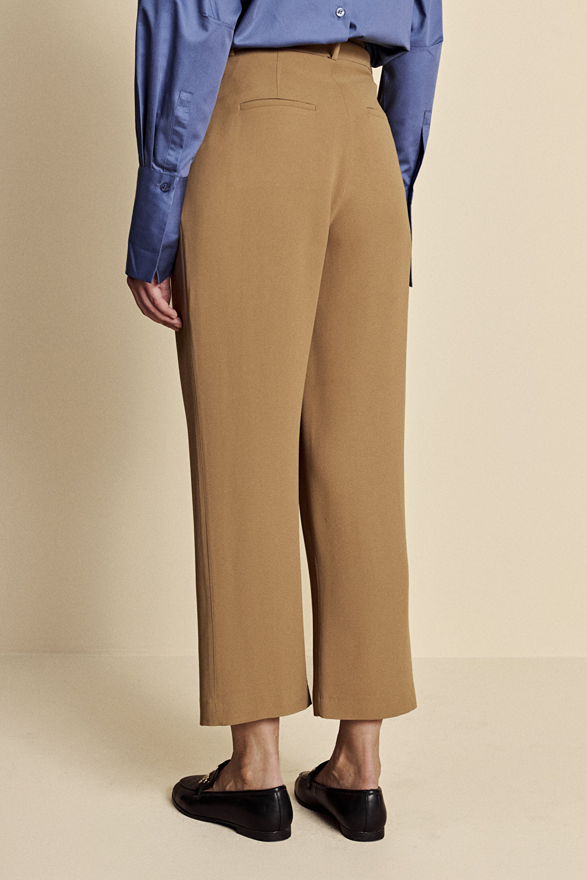 Rahat Kesim Normal Bel Crop Pantolon - Camel (görsel 5)