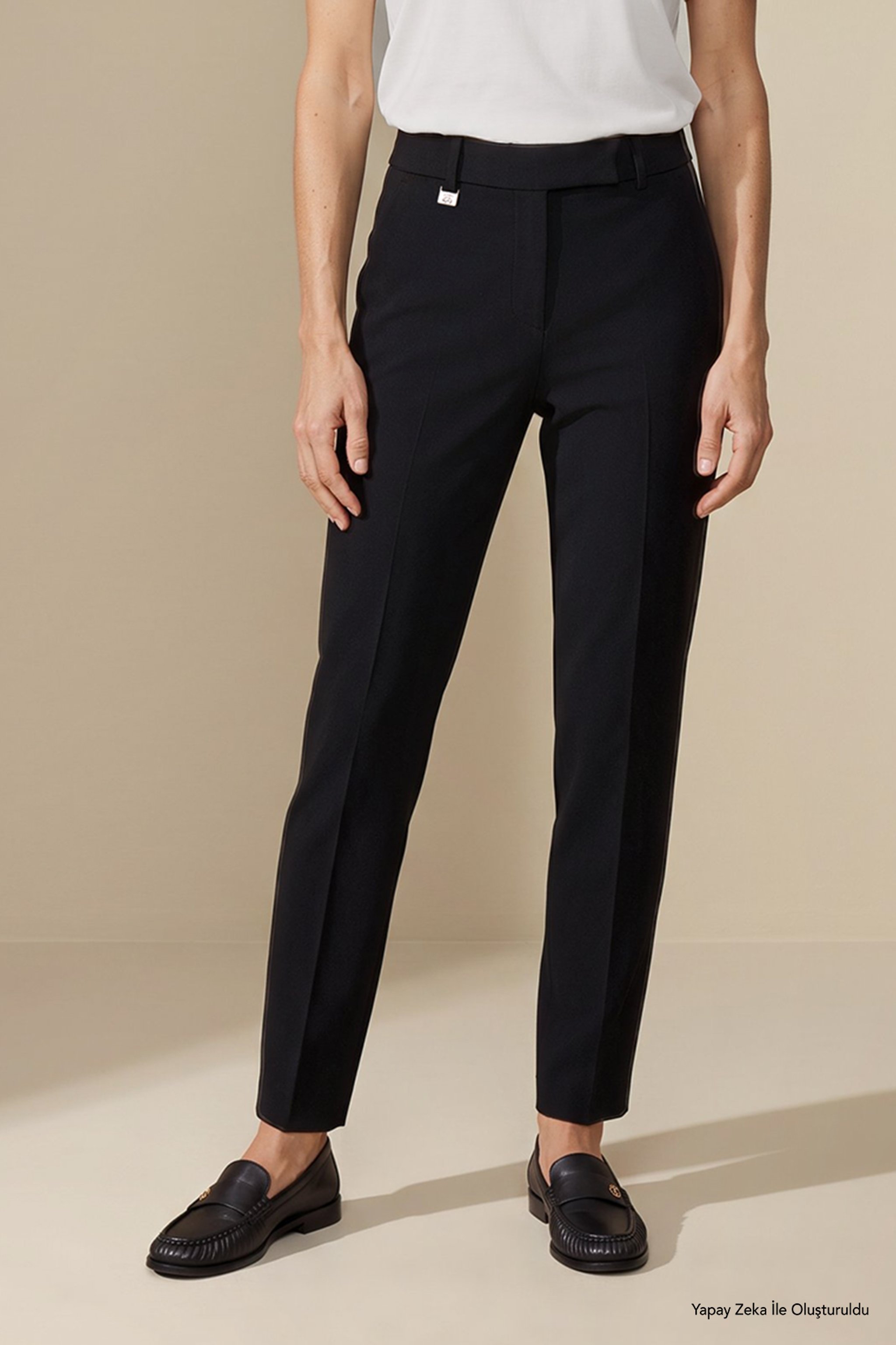 Regular Fit Pilesiz Basic Pantolon - Siyah (görsel 2)