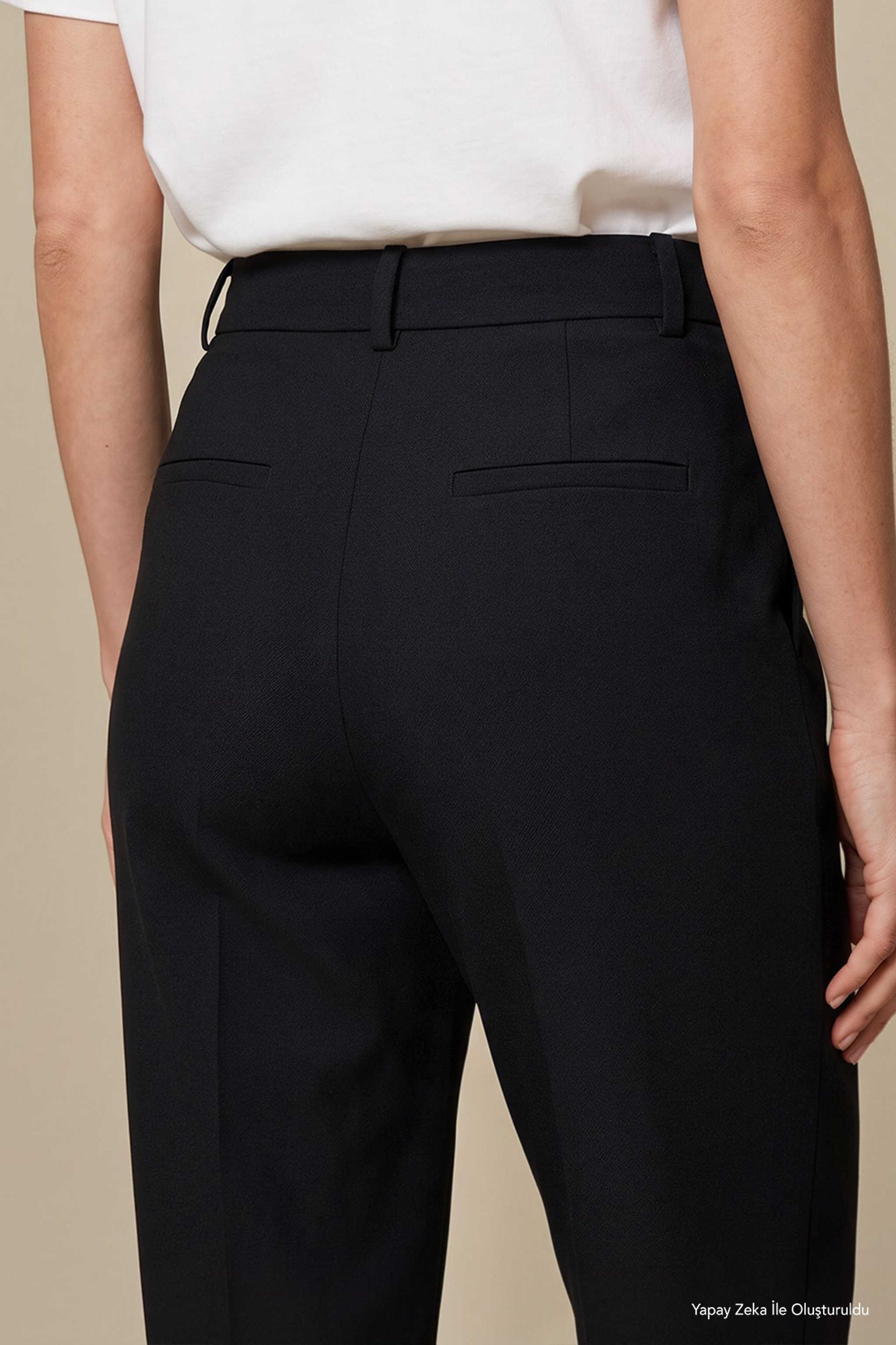 Regular Fit Pilesiz Basic Pantolon - Siyah (görsel 5)