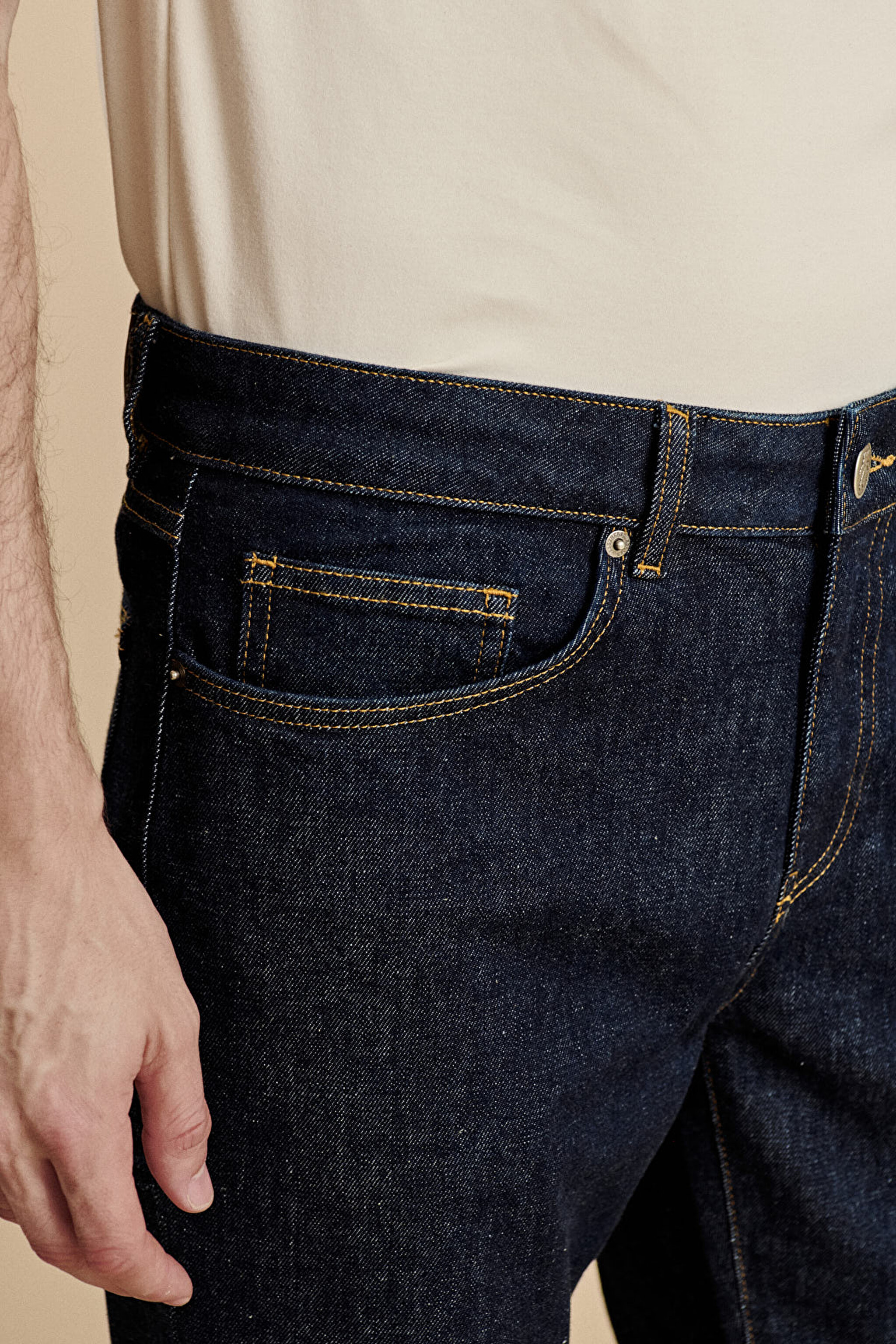 Normal Bel Slim Fit 5 Cepli Denim Pantolon - Lacivert (görsel 4)