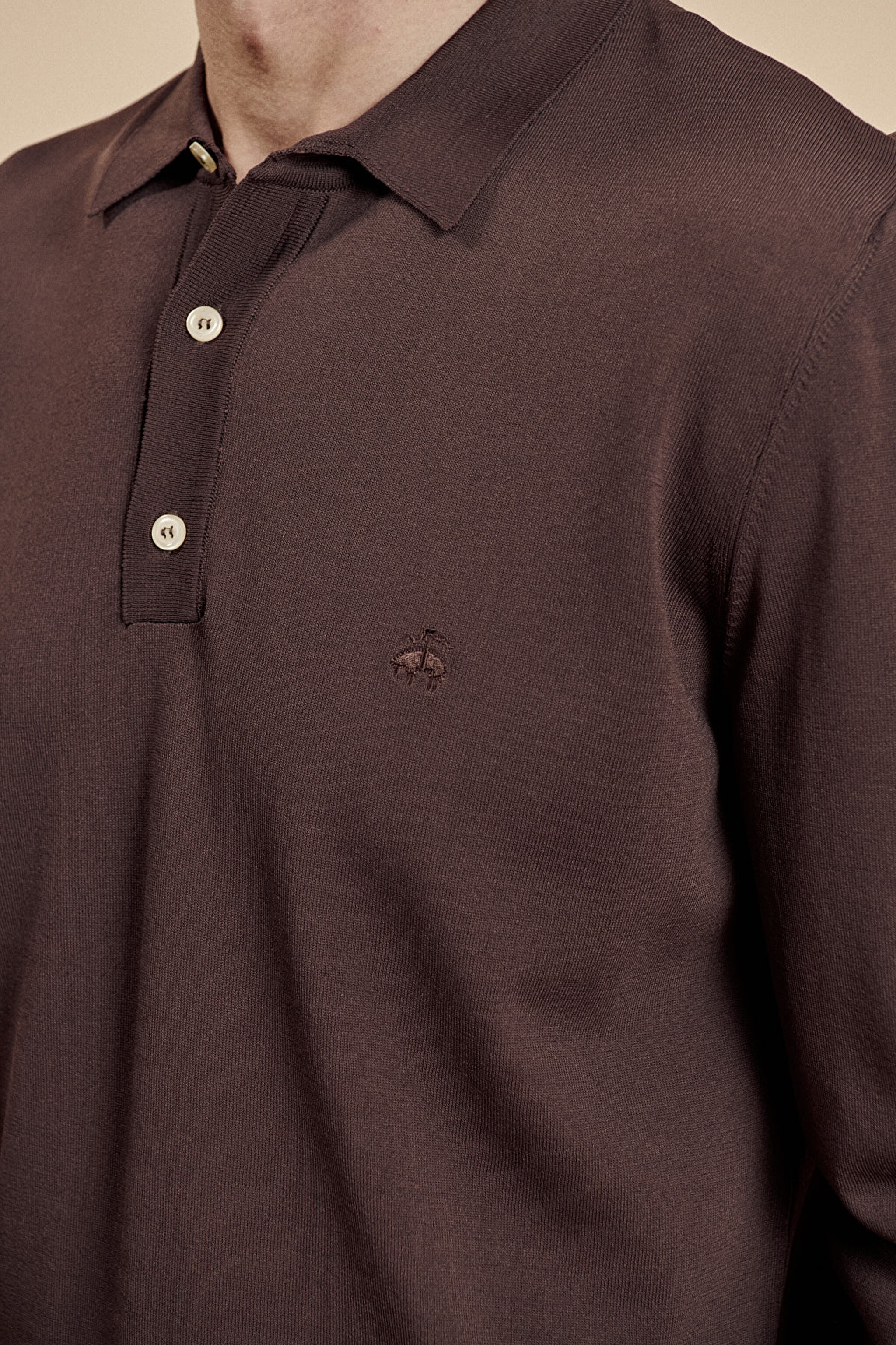 Polo Yaka Uzun Kollu Rayon Kazak - Acı Kahverengi (görsel 6)