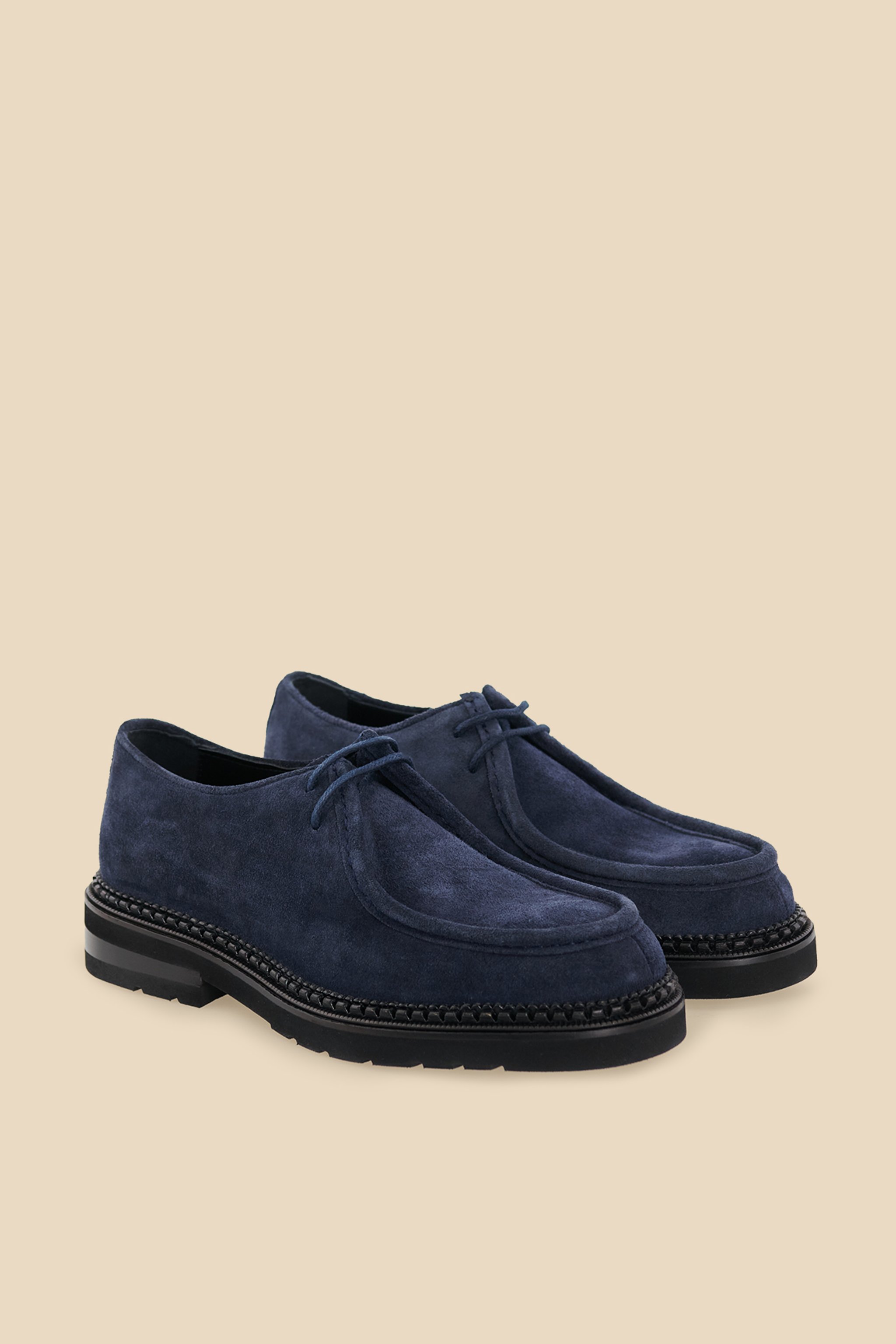 %100 Süet Bağcıklı Loafer - Lacivert (görsel 2)