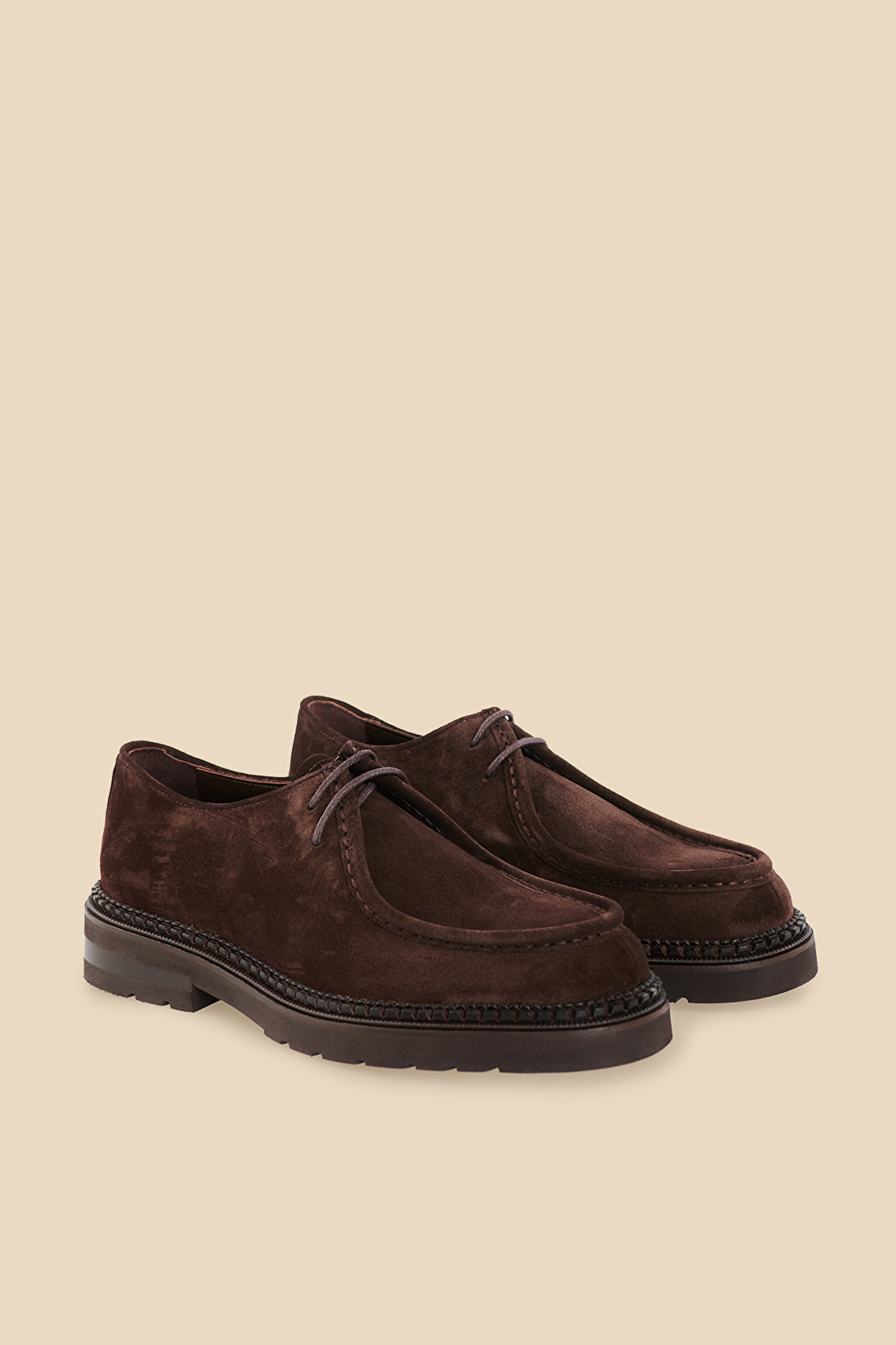 %100 Süet Bağcıklı Loafer - Kahverengi (görsel 2)