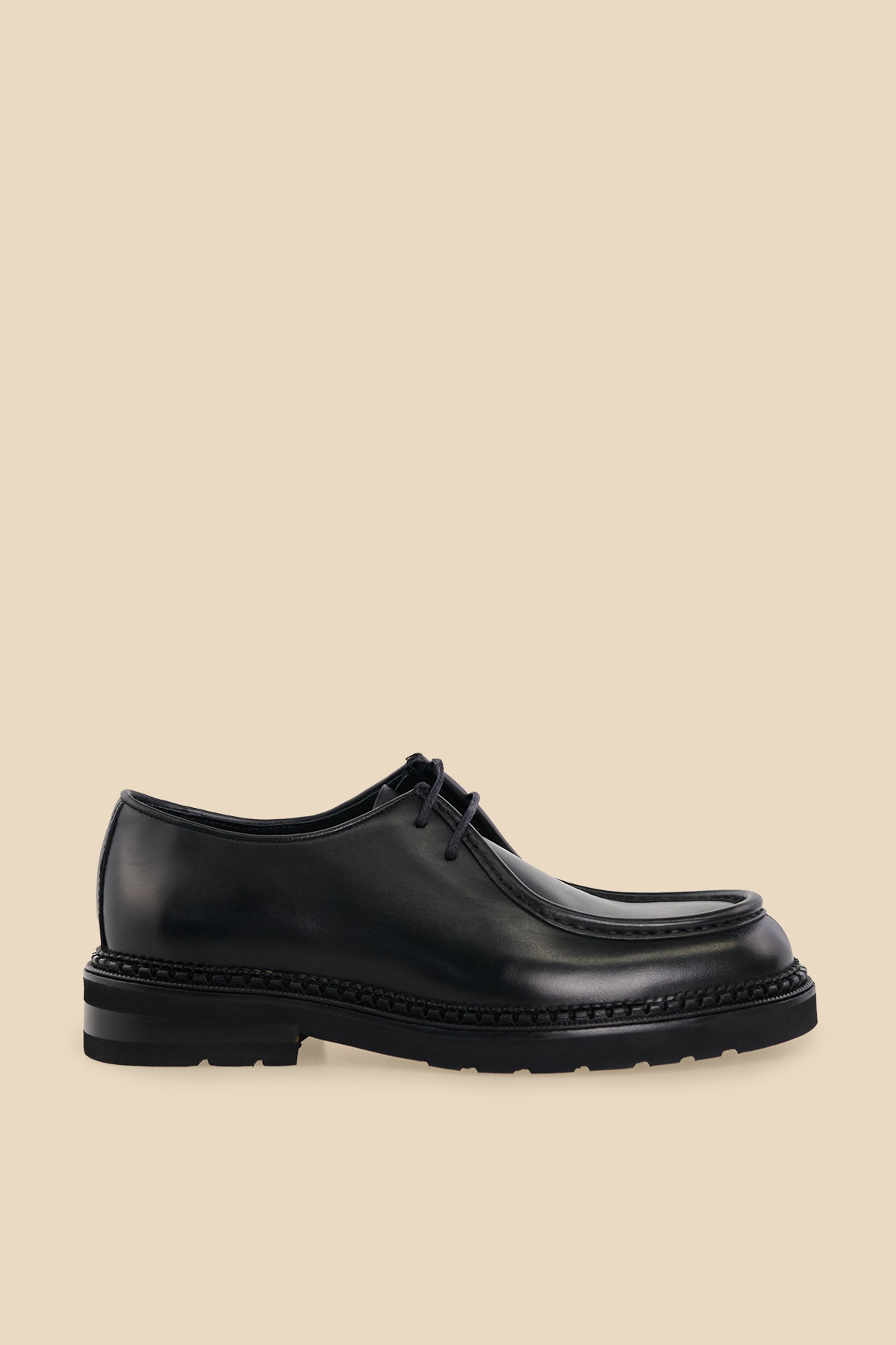%100 Deri Bağcıklı Loafer - Siyah