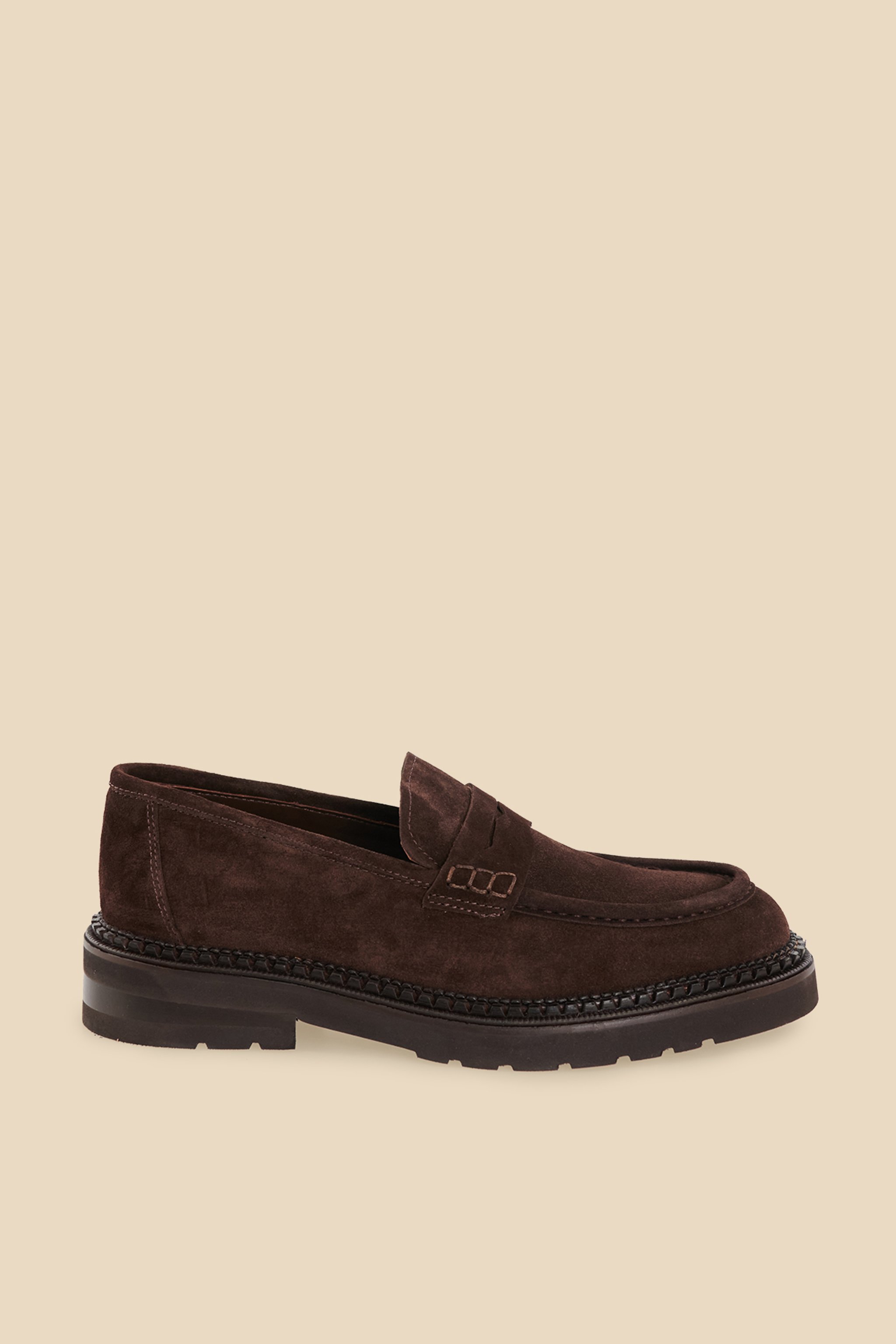 %100 Süet Penny Loafer - Kahverengi