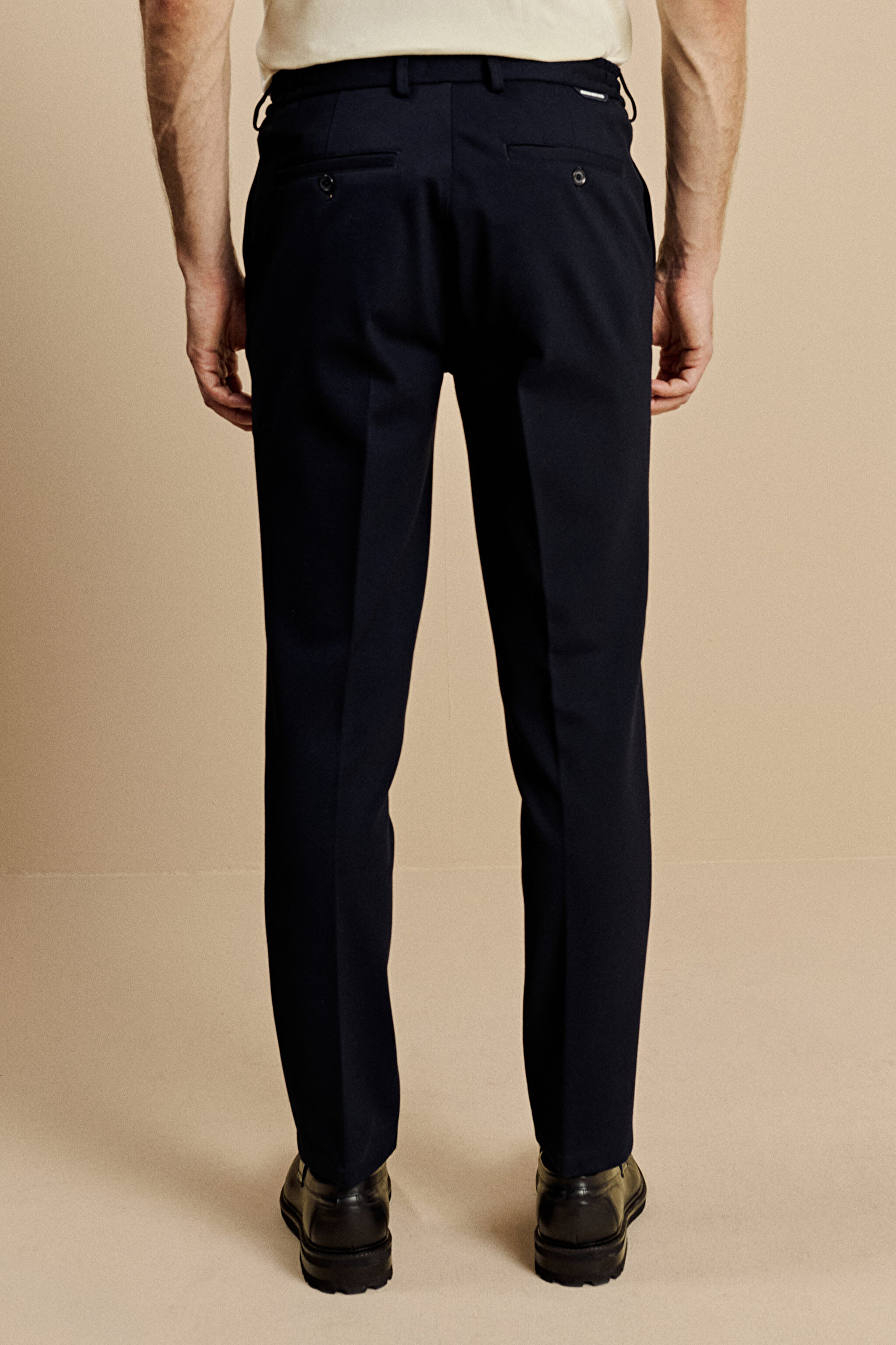 Beli Lastikli İçten Bağcıklı Örme Jogger Pantolon - Lacivert (görsel 5)