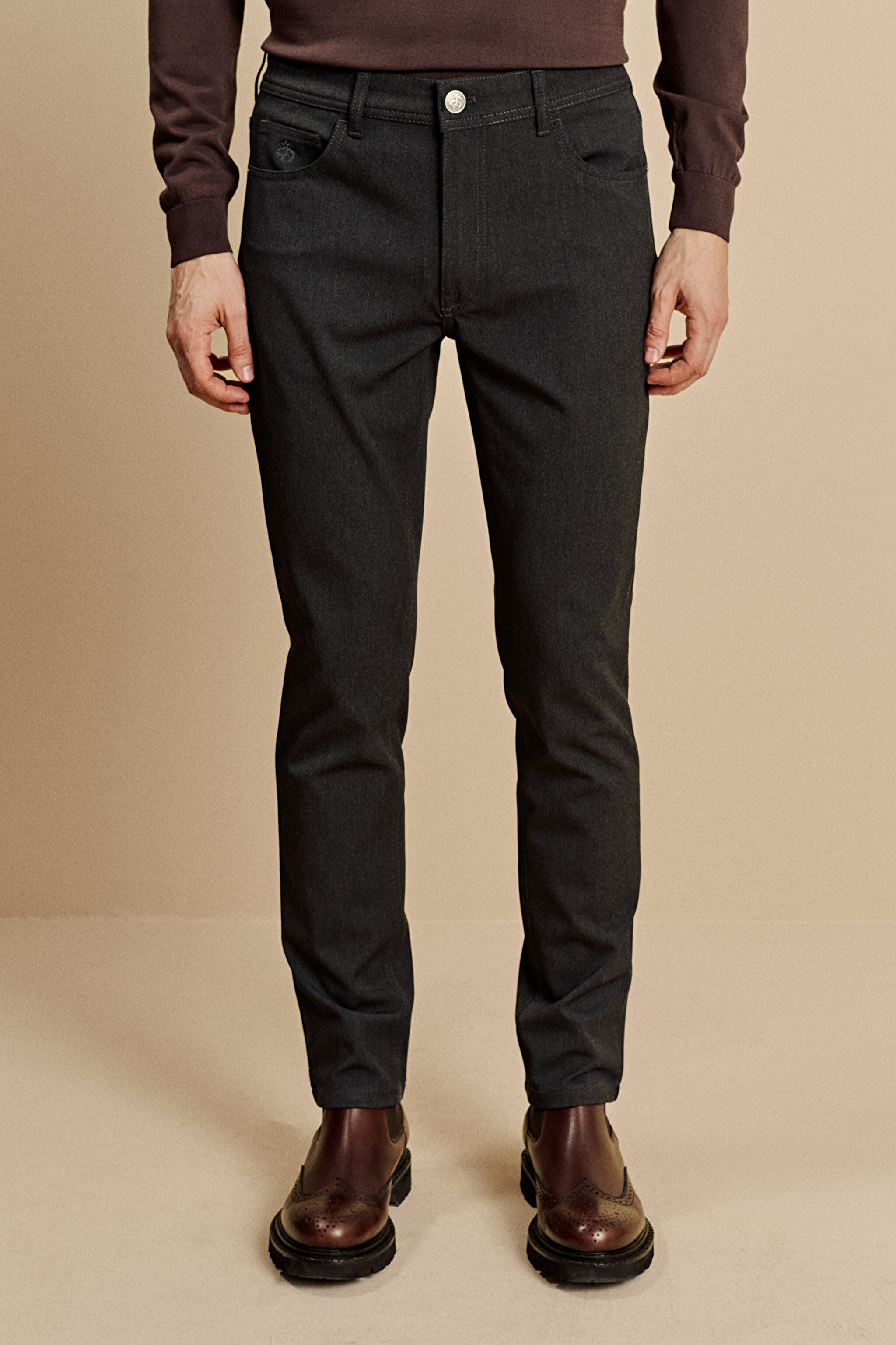 Slim Fit Normal Bel 5 Cepli Performans Pantolon - Antrasit (görsel 3)