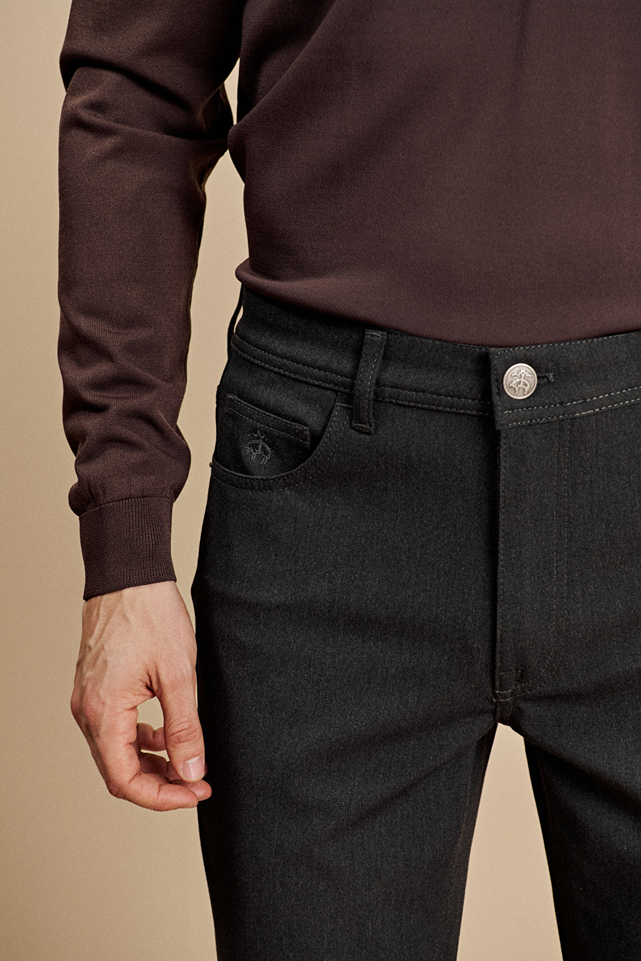 Slim Fit Normal Bel 5 Cepli Performans Pantolon - Antrasit (görsel 4)